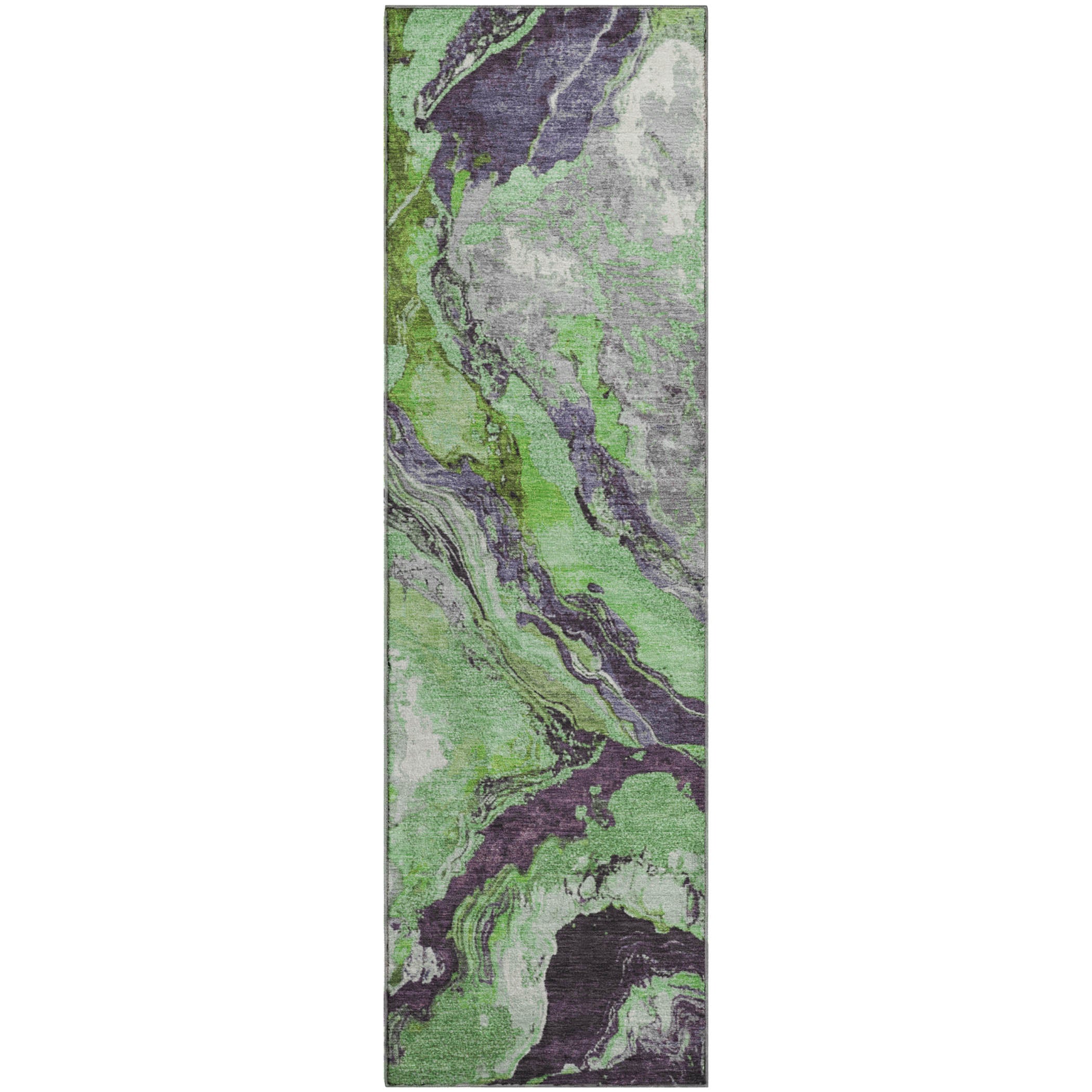 Bern Machine Washable Transitional Green Rug 2'3" x 7'6" #shape_Runner