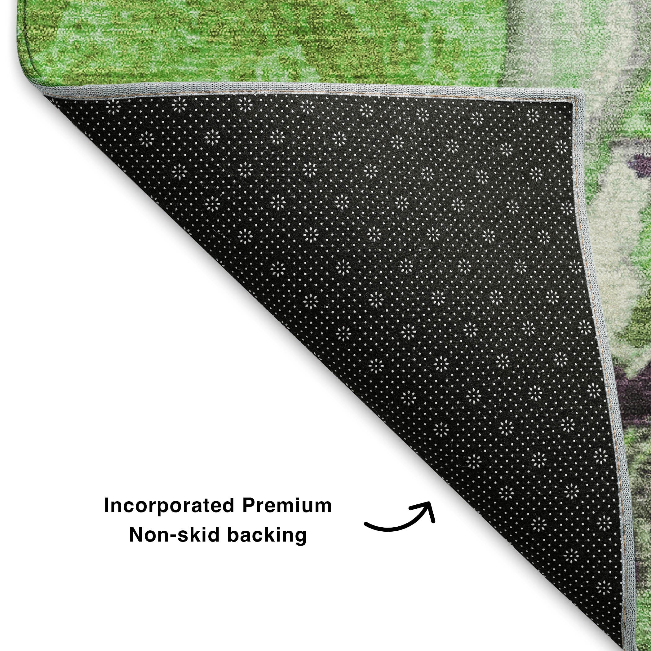 Bern Machine Washable Transitional Green Rug 1'8" x 2'6" #shape_Rectangle