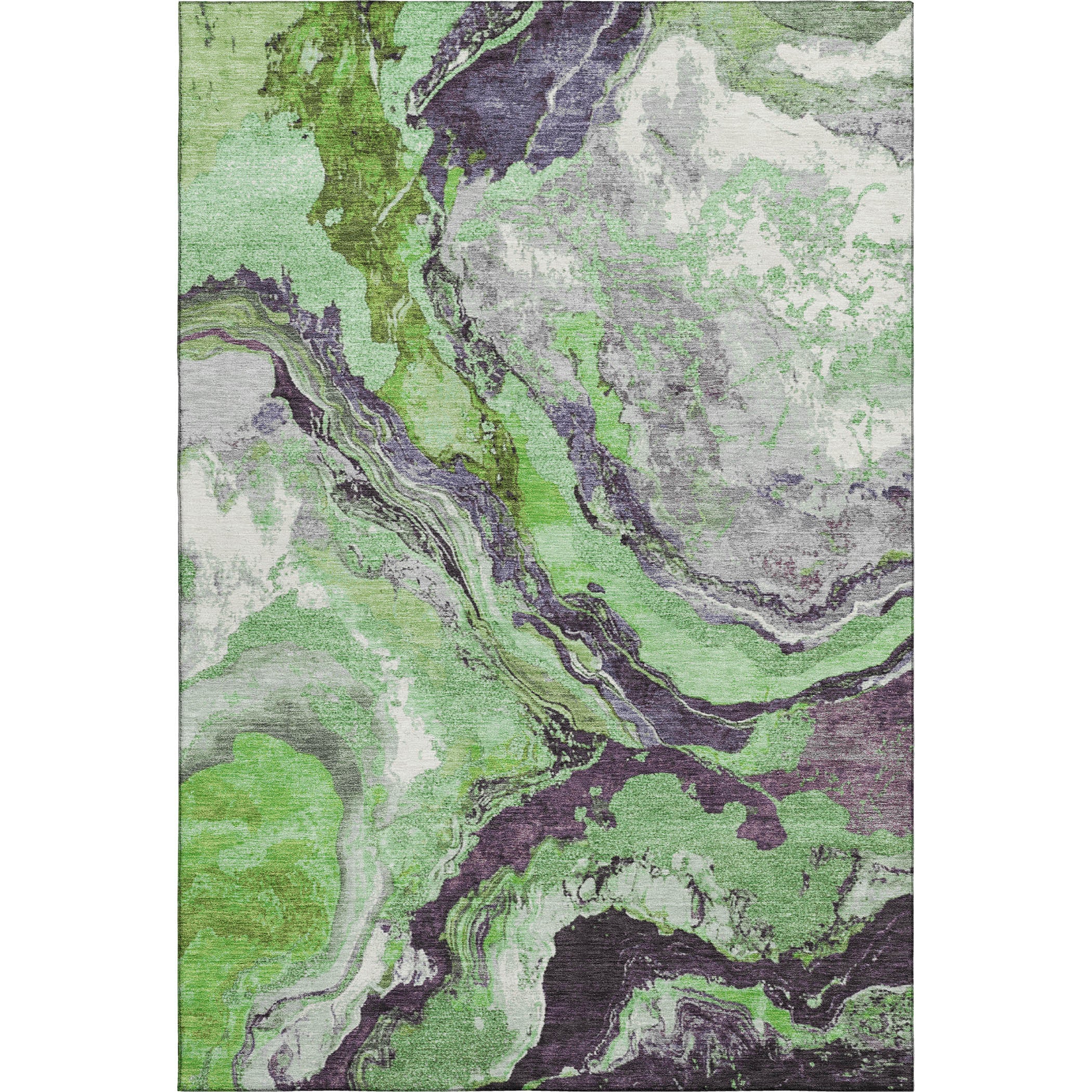 Bern Machine Washable Transitional Green Rug 2'6" x 3'10" #shape_Rectangle