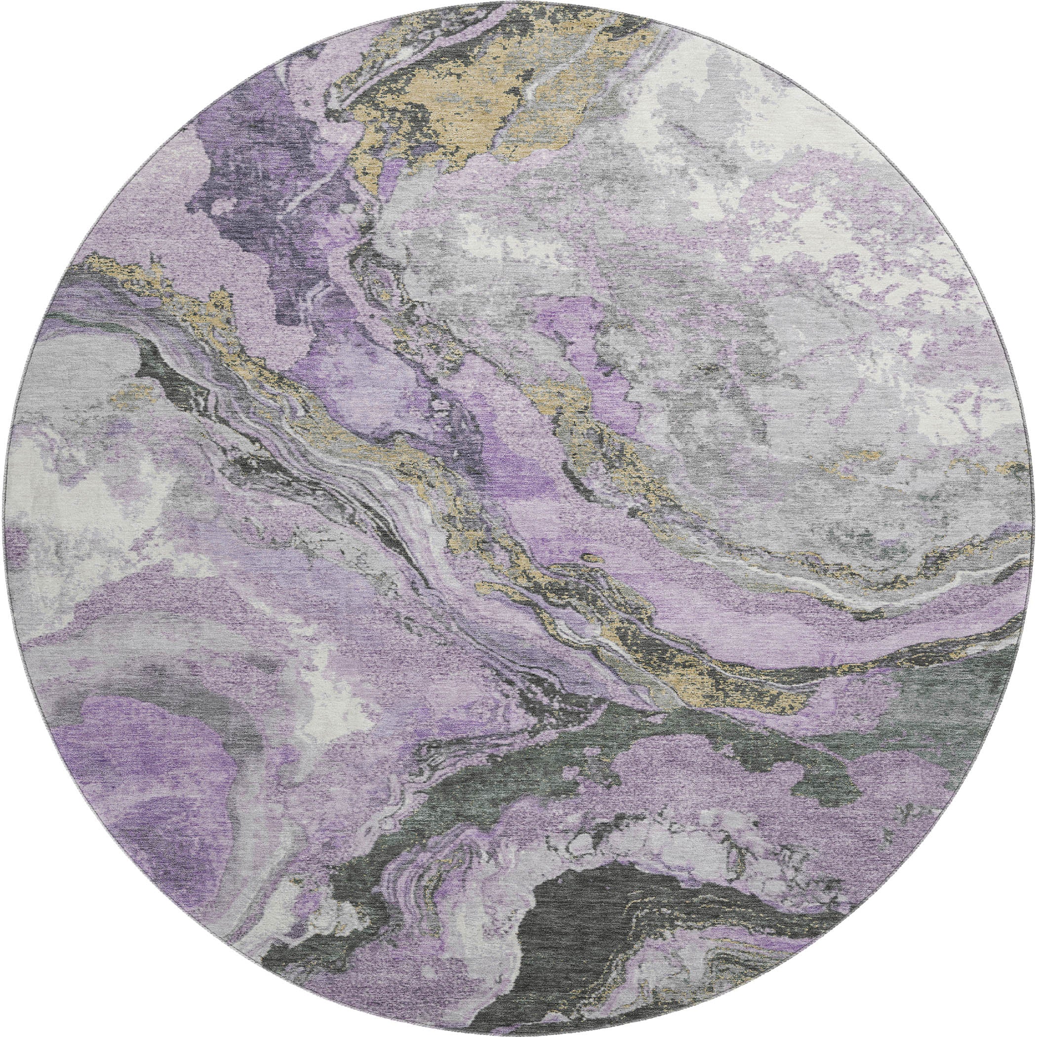 Bern Machine Washable Transitional Lavender Purple Rug 8' x 8' #shape_Round