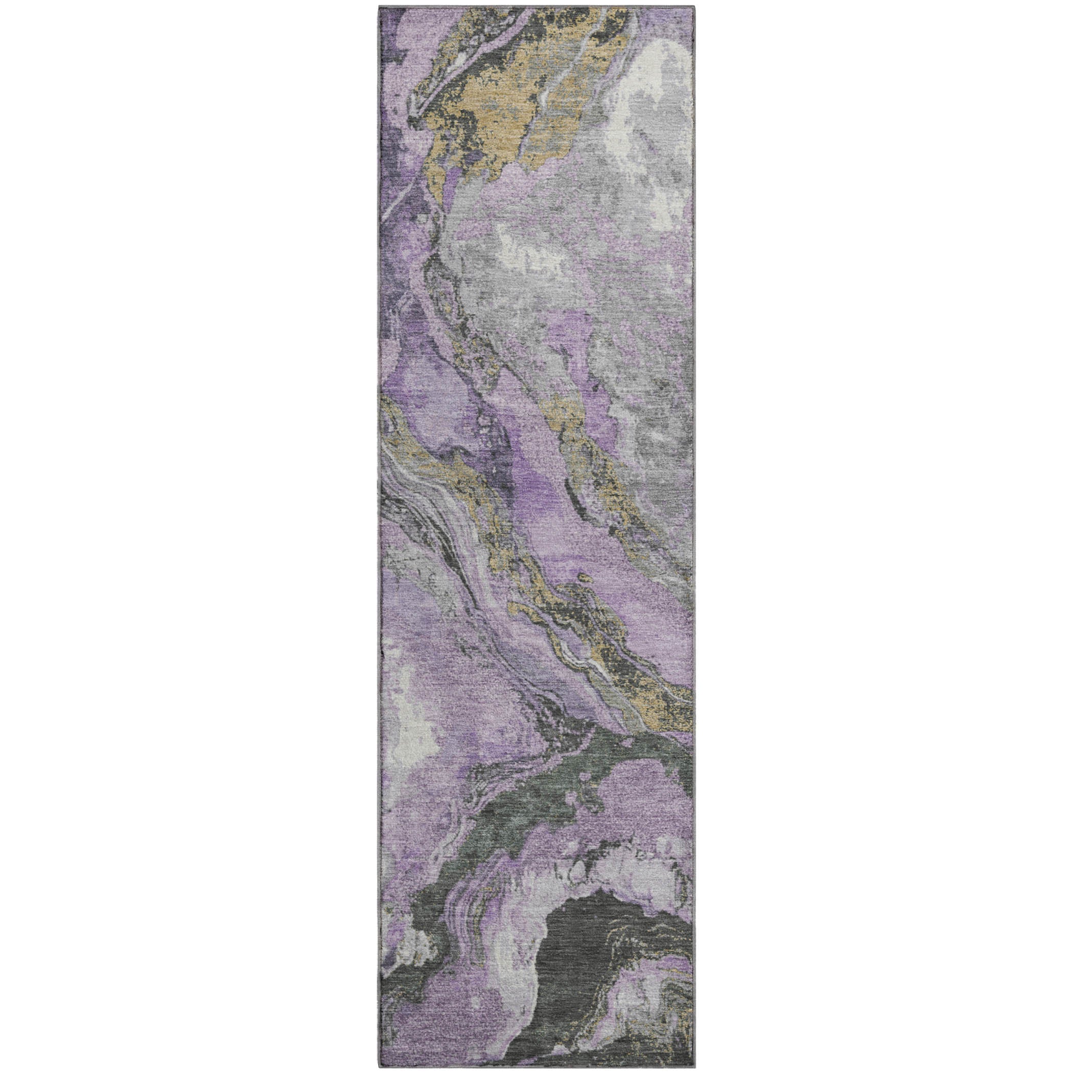 Bern Machine Washable Transitional Lavender Purple Rug 2'3" x 7'6" #shape_Runner