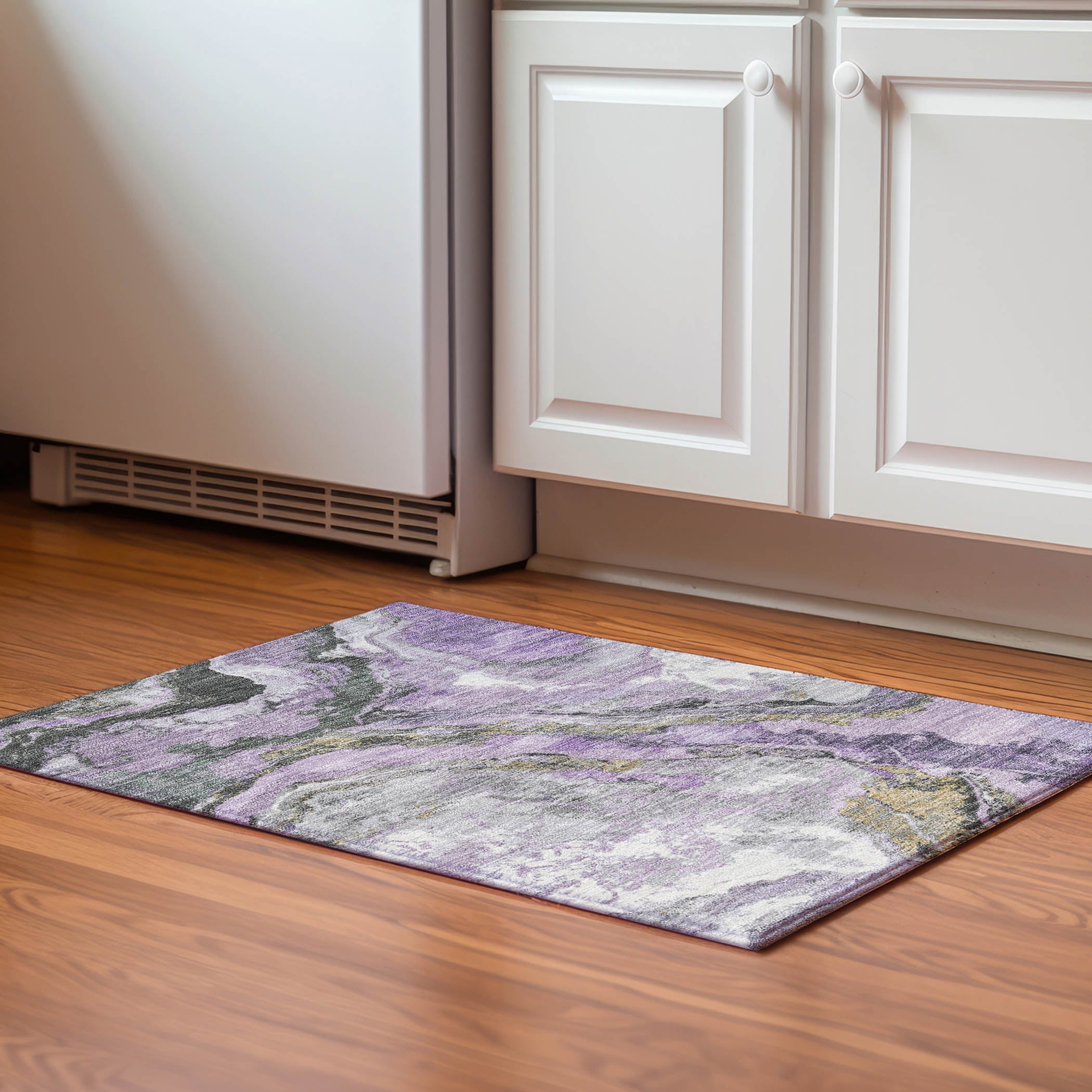 Bern Machine Washable Transitional Lavender Purple Rug 1'8" x 2'6" #shape_Rectangle