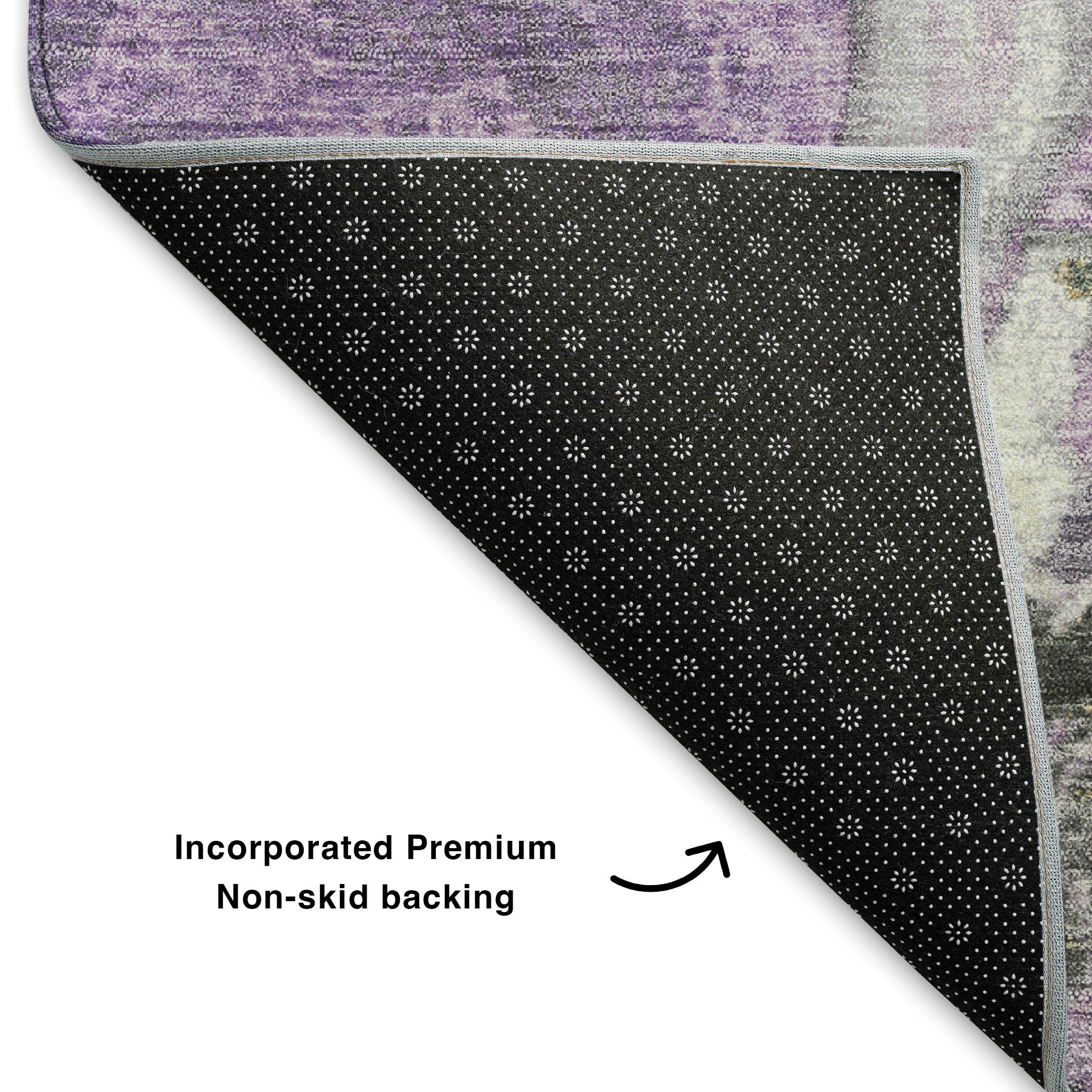 Bern Machine Washable Transitional Lavender Purple Rug 1'8" x 2'6" #shape_Rectangle