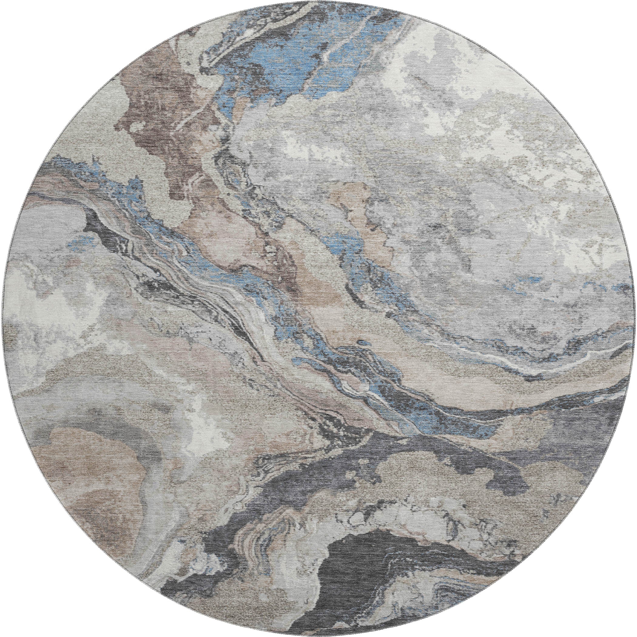 Bern Machine Washable Transitional Taupe Brown Rug 8' x 8' #shape_Round