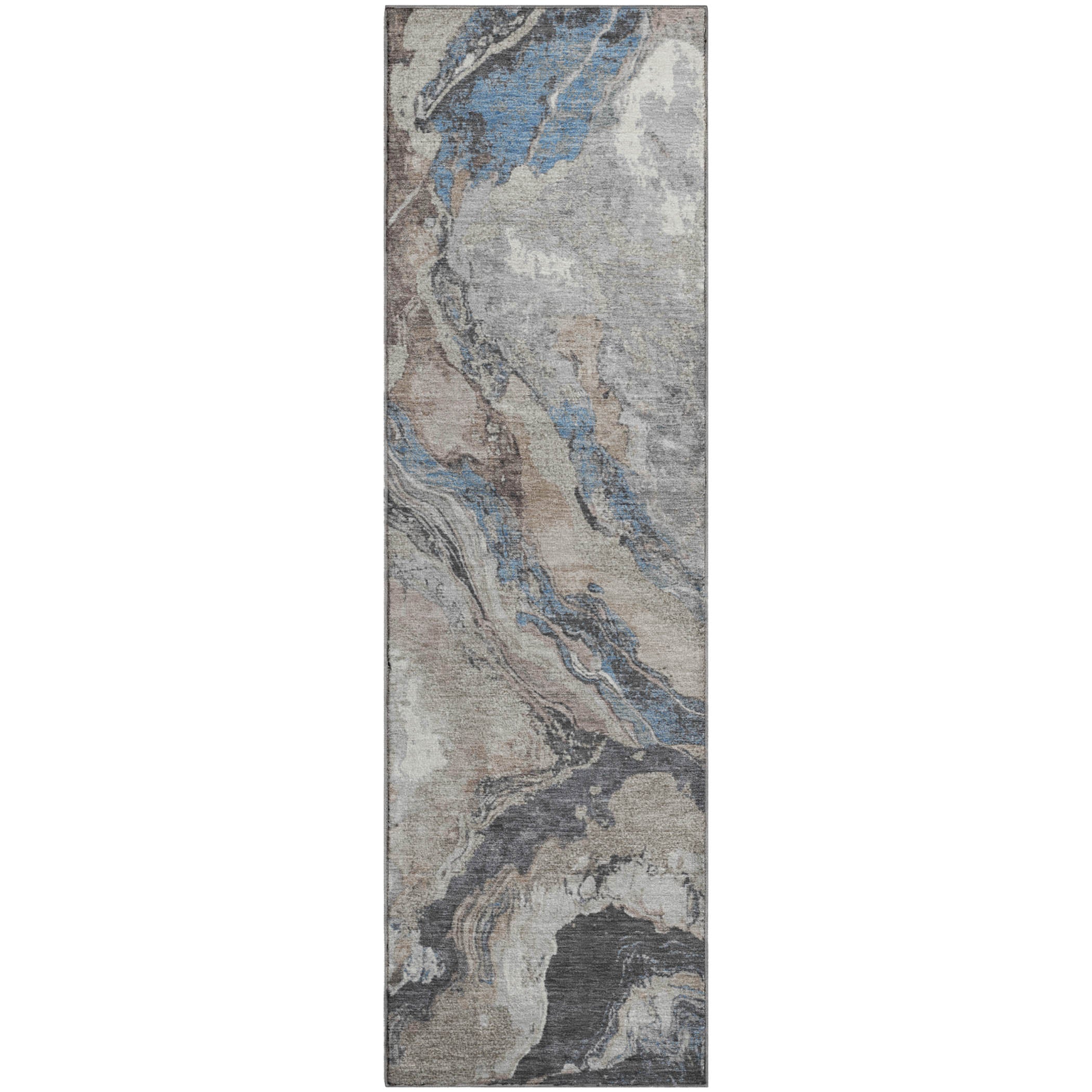 Bern Machine Washable Transitional Taupe Brown Rug 2'3" x 7'6" #shape_Runner
