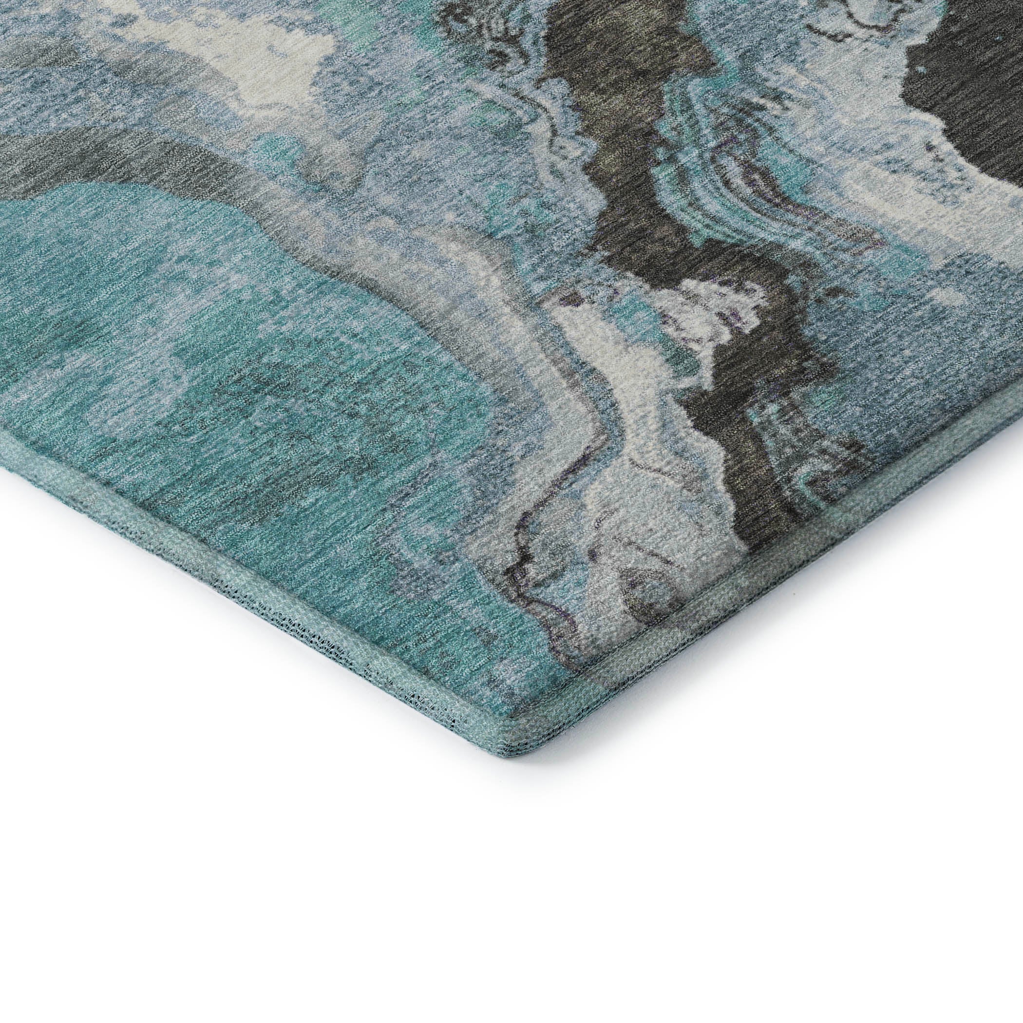 Bern Machine Washable Transitional Teal Rug 1'8" x 2'6" #shape_Rectangle