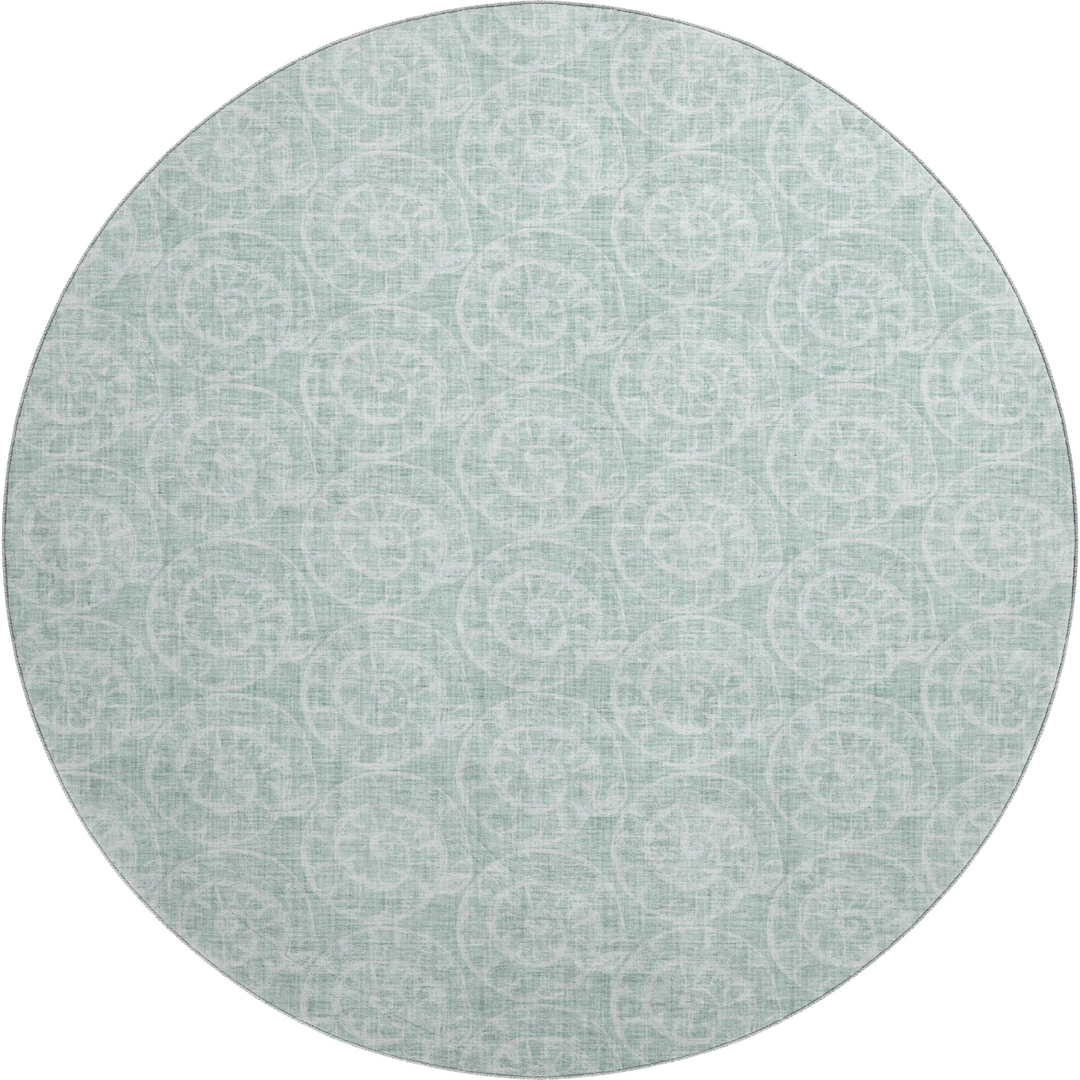 Lucerne Machine Washable Coastal Green Rug 8' x 8' #shape_Round