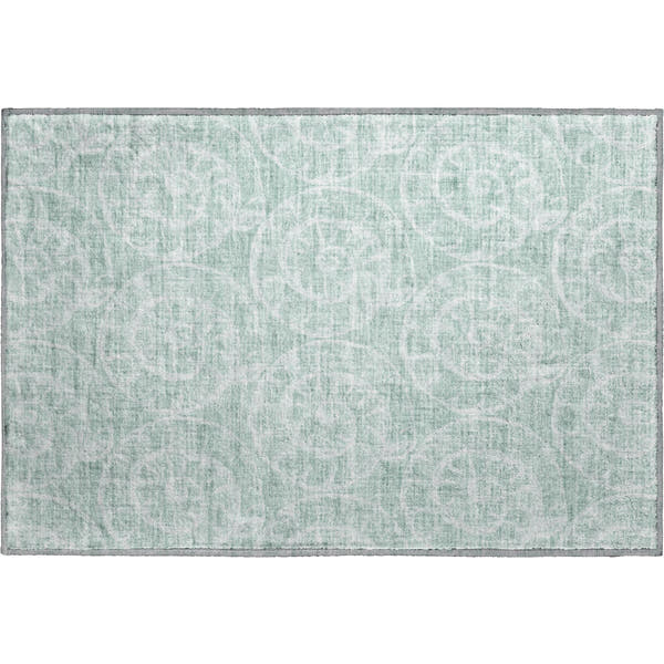 Lucerne Machine Washable Coastal Green Rug 1'8" x 2'6"