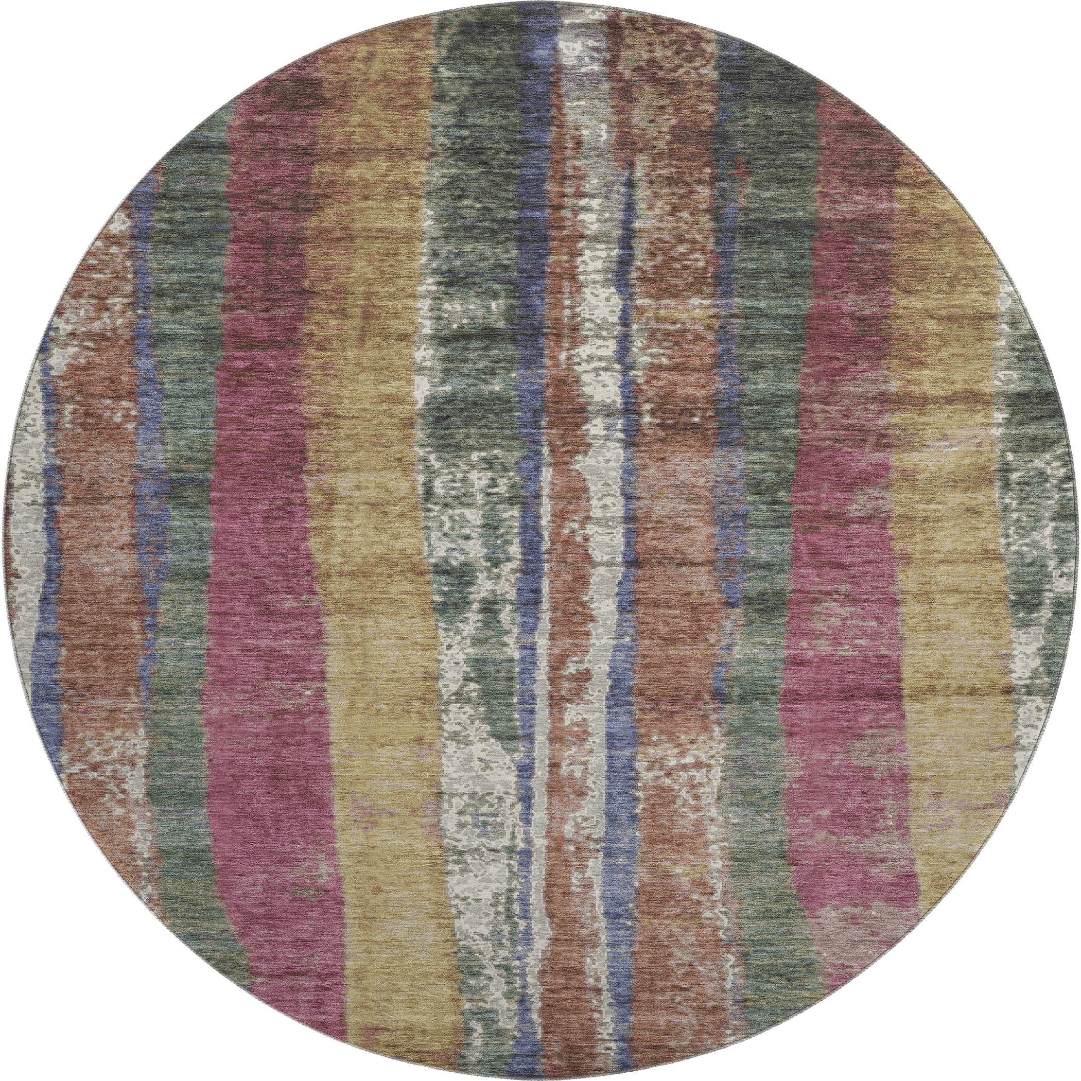 Oslo Machine Washable Transitional Blush Pink Rug 8' x 8' #shape_Round