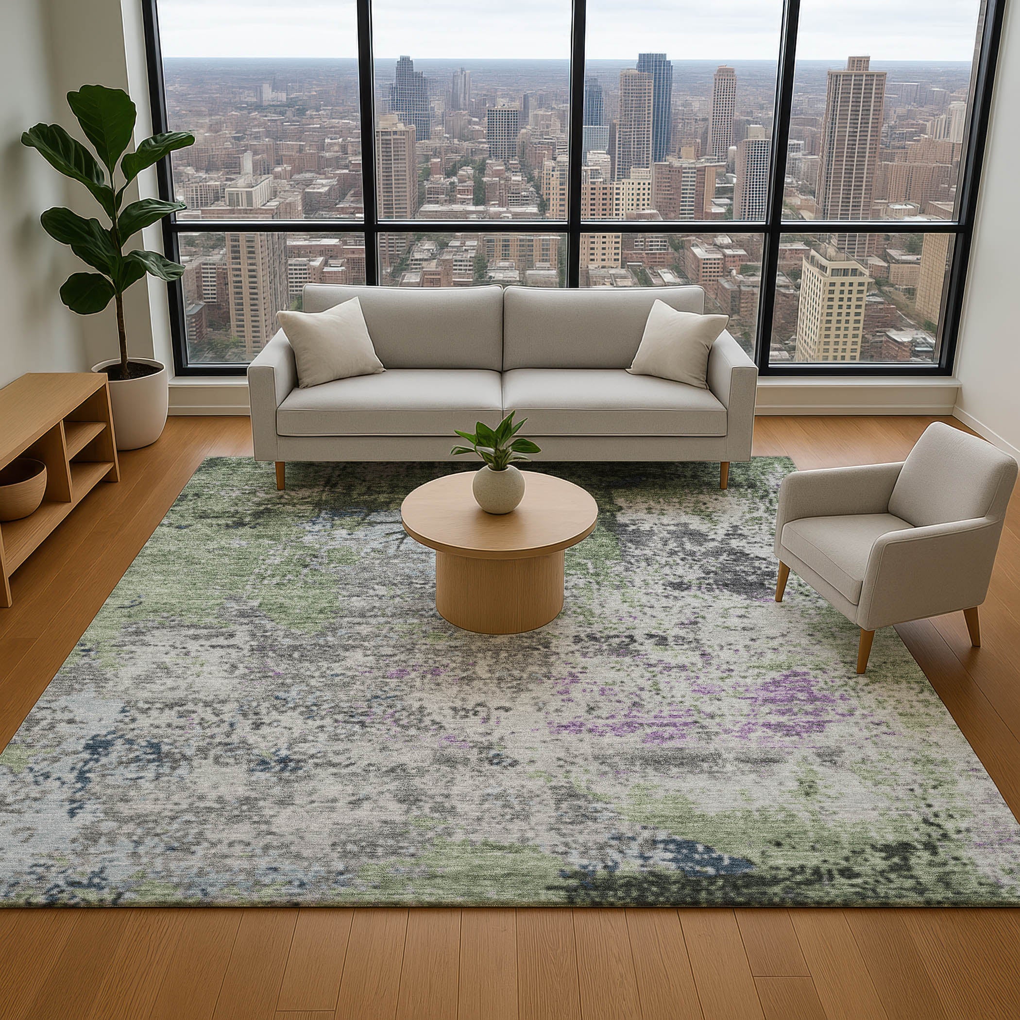 Chiang Mai Machine Washable Transitional Fern Green Rug 2'6" x 3'10" #shape_Rectangle