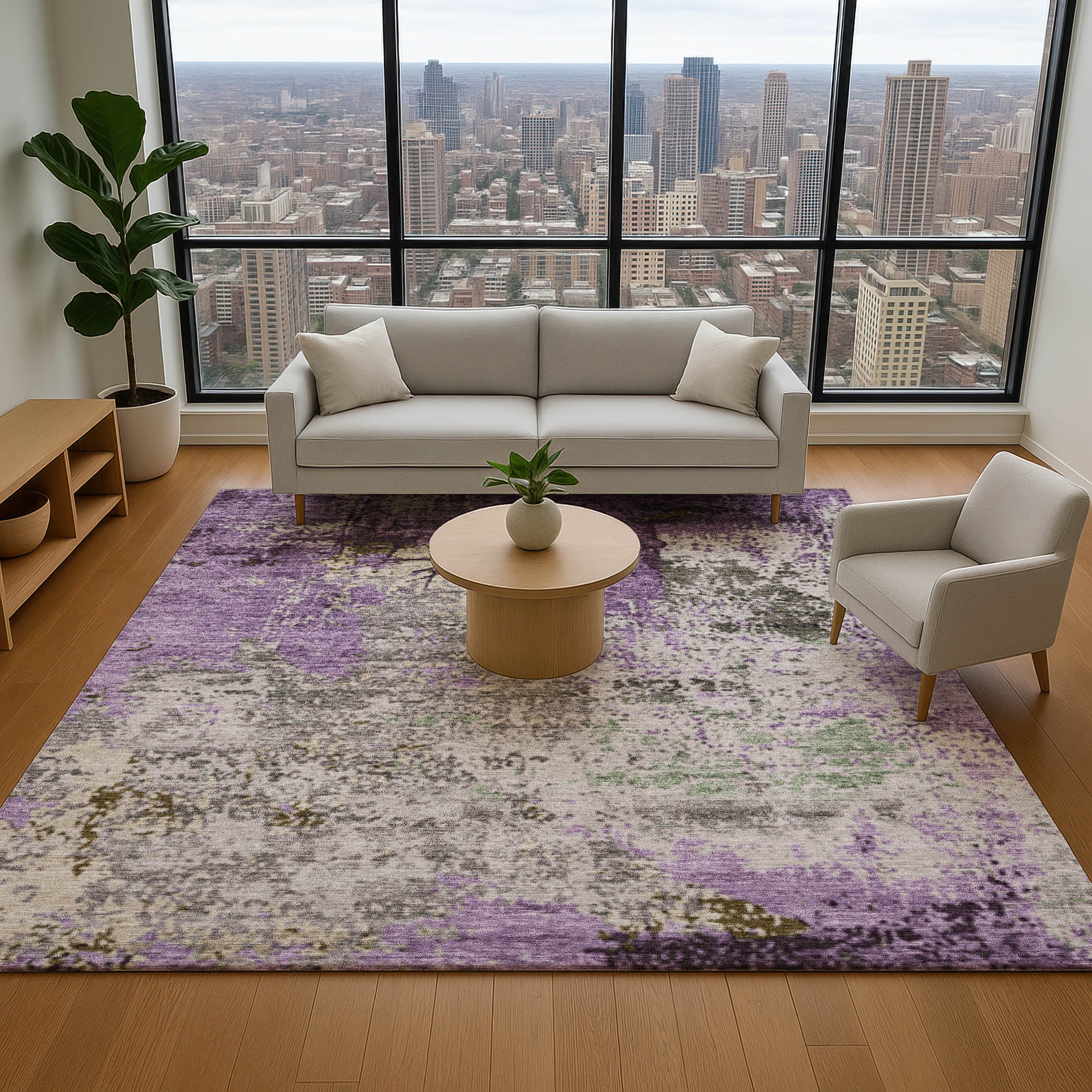 Chiang Mai Machine Washable Transitional Lavender Purple Rug 2'6" x 3'10" #shape_Rectangle