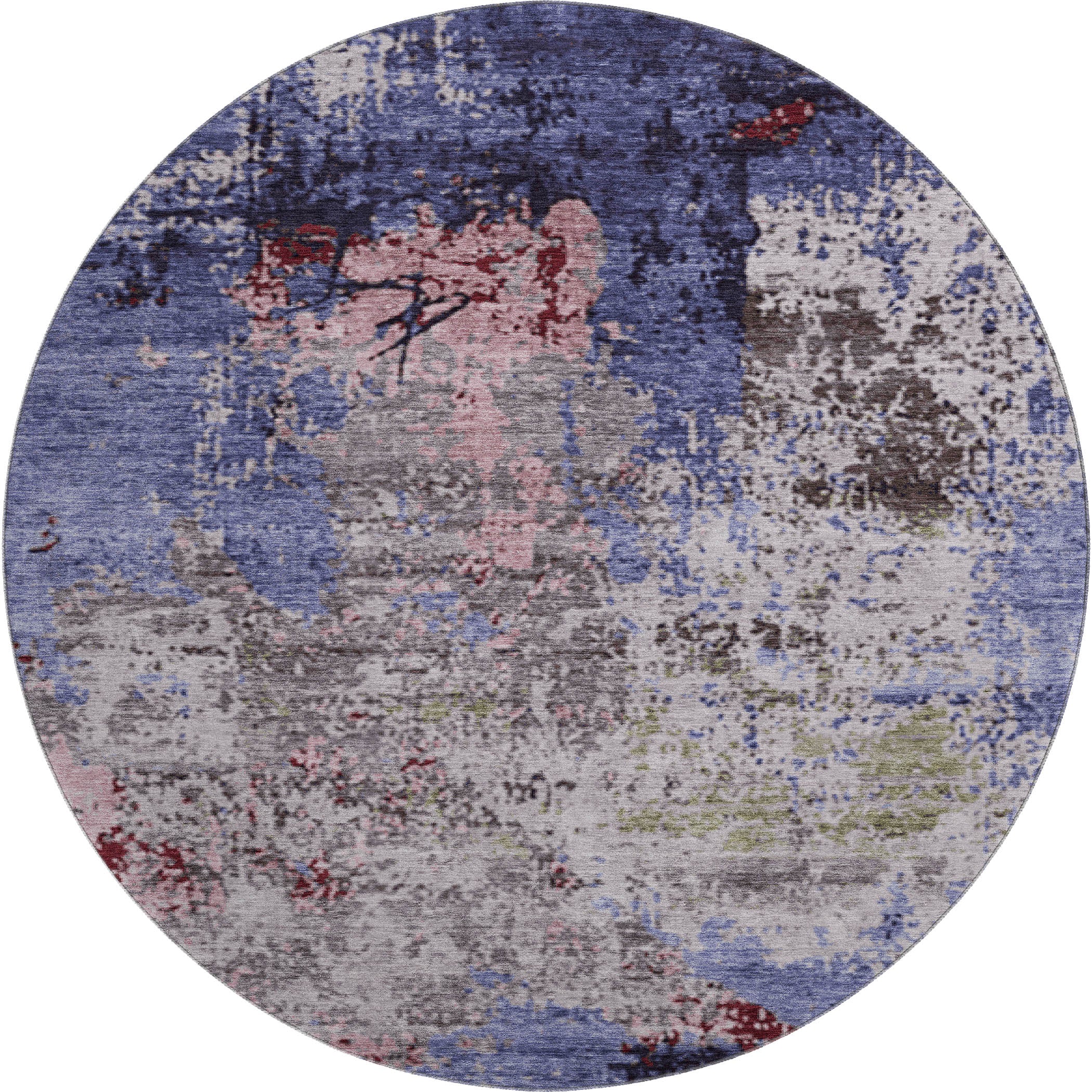 Chiang Mai Machine Washable Transitional Plum Purple Rug 8' x 8' #shape_Round
