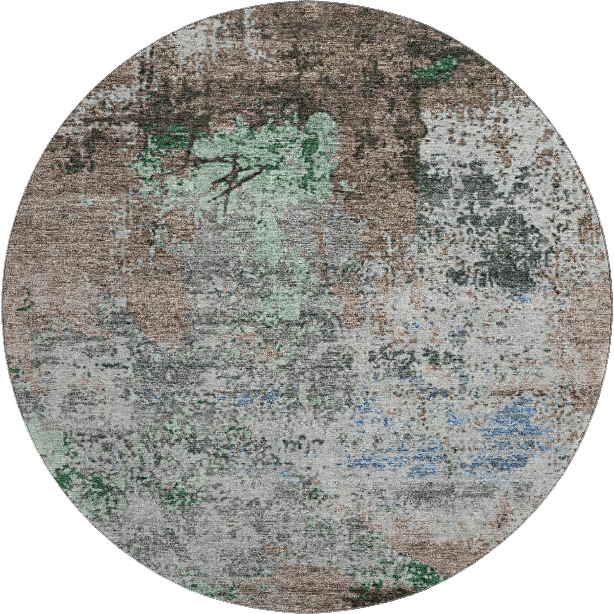 Chiang Mai Machine Washable Transitional Taupe Brown Rug 8' x 8' #shape_Round