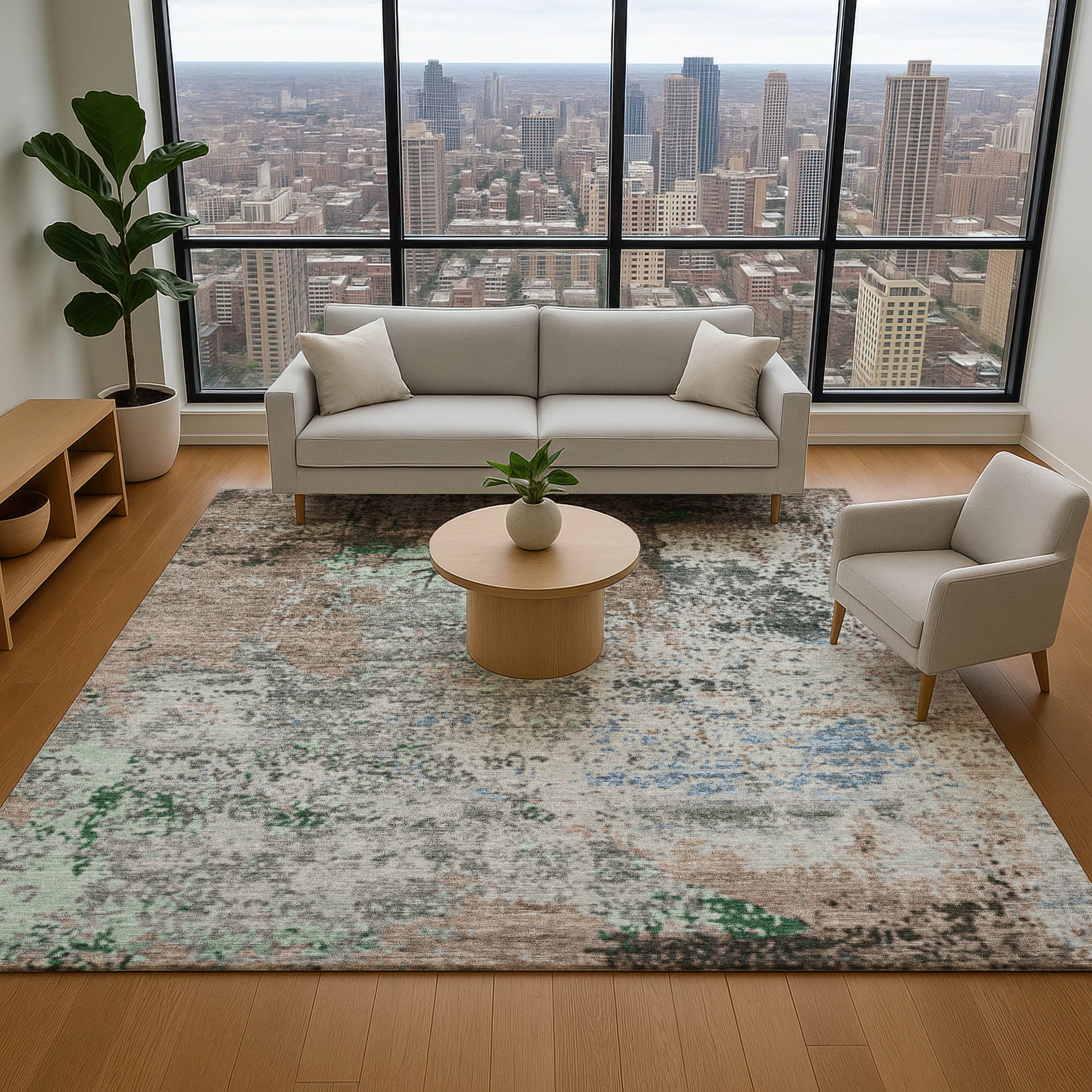 Chiang Mai Machine Washable Transitional Taupe Brown Rug 2'6" x 3'10" #shape_Rectangle