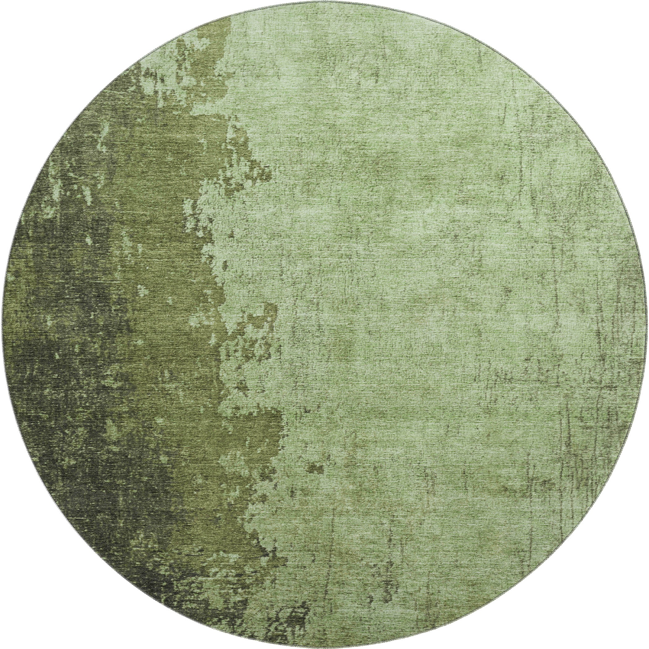 Kotor Machine Washable Transitional Aloe Green Rug 8' x 8' #shape_Round