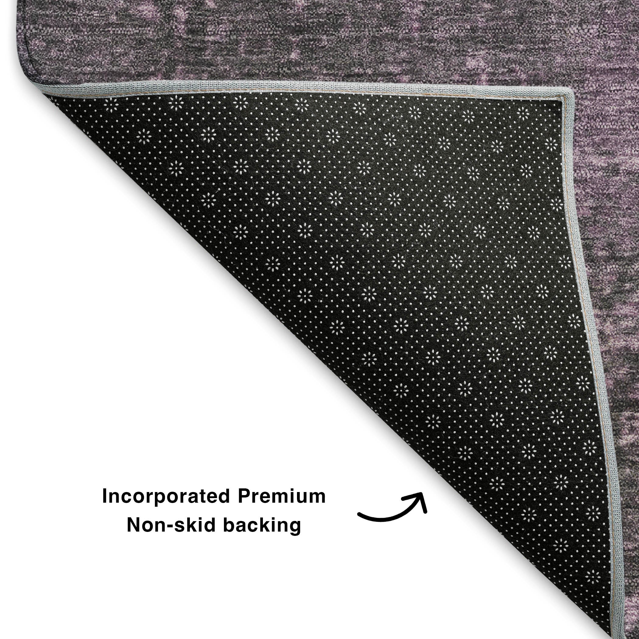 Kotor Machine Washable Transitional Lavender Purple Rug 1'8" x 2'6" #shape_Rectangle