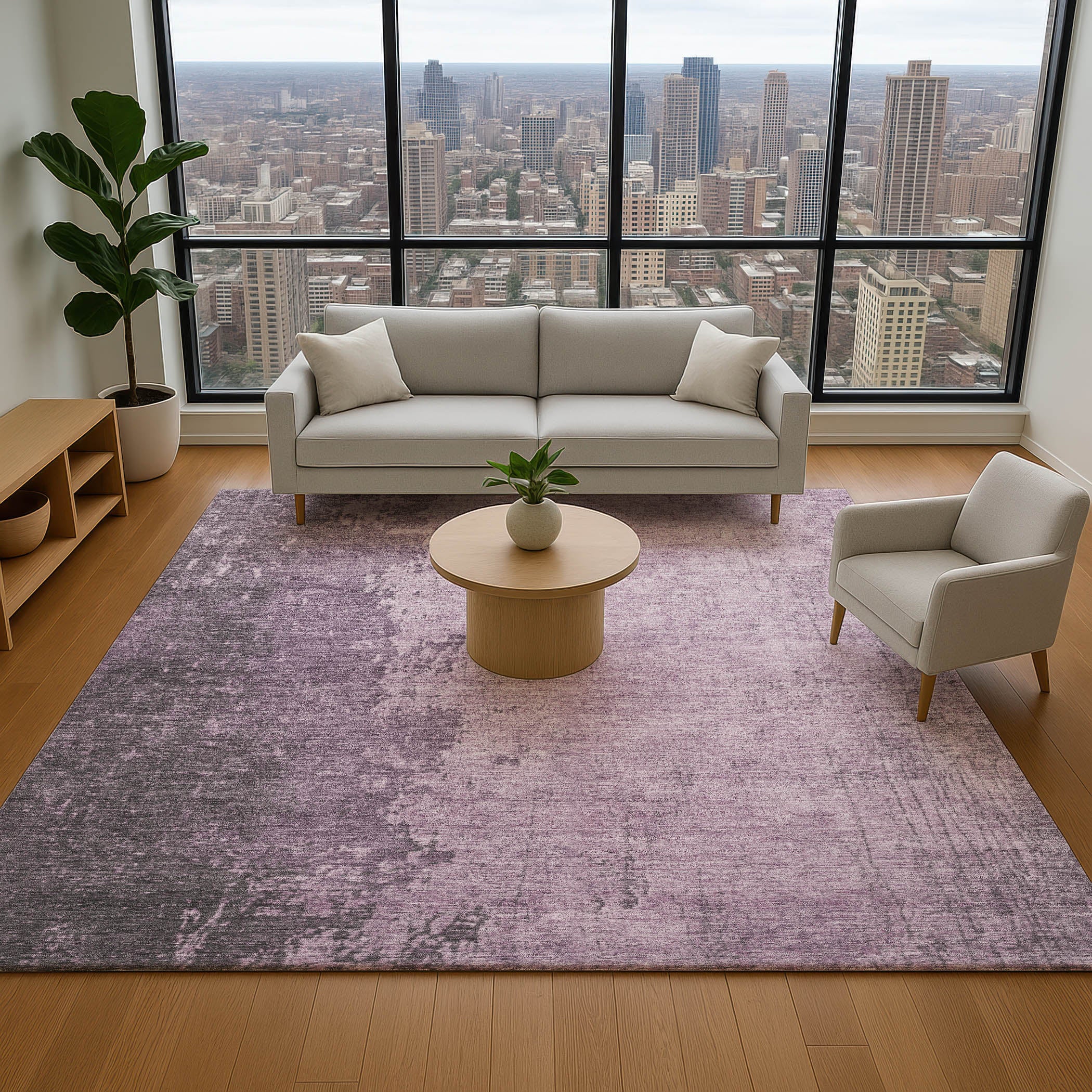 Kotor Machine Washable Transitional Lavender Purple Rug 2'6" x 3'10" #shape_Rectangle