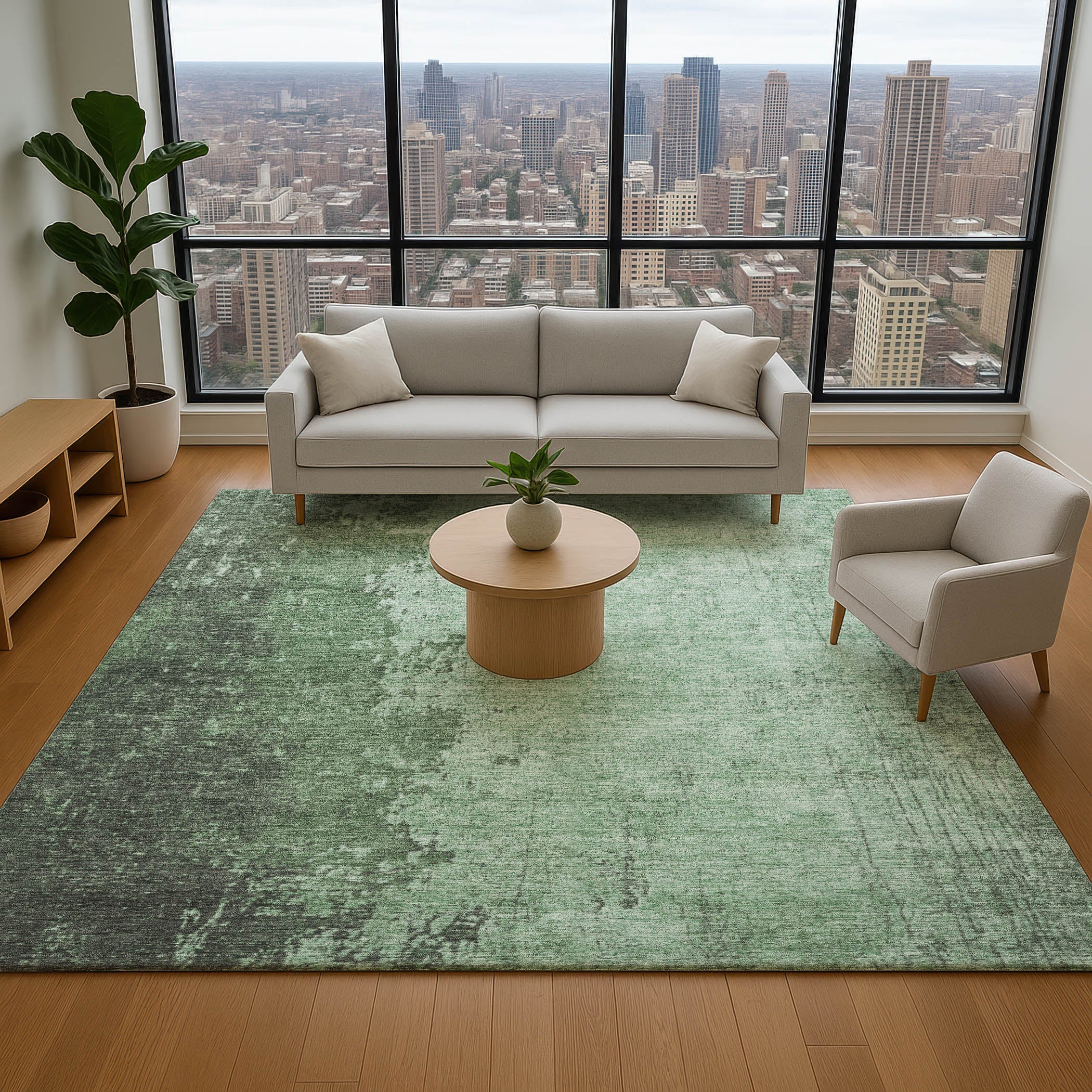 Kotor Machine Washable Transitional Seafoam Blue Rug 2'6" x 3'10" #shape_Rectangle