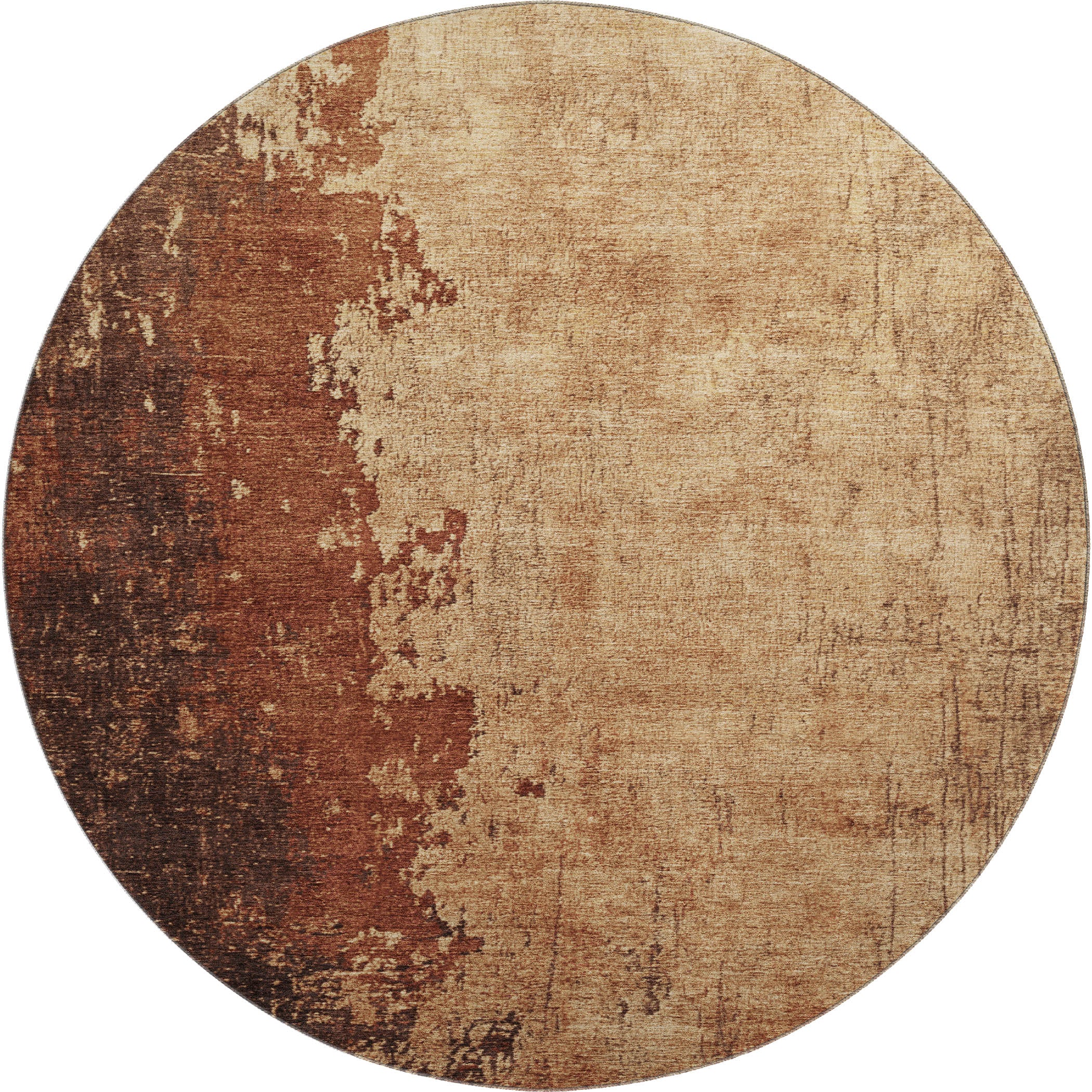 Kotor Machine Washable Transitional Tan Brown Rug 8' x 8' #shape_Round