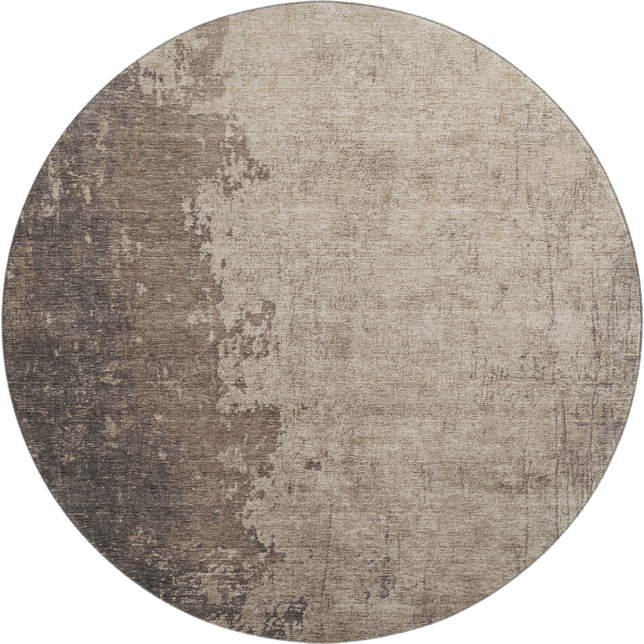 Kotor Machine Washable Transitional Taupe Brown Rug 8' x 8' #shape_Round