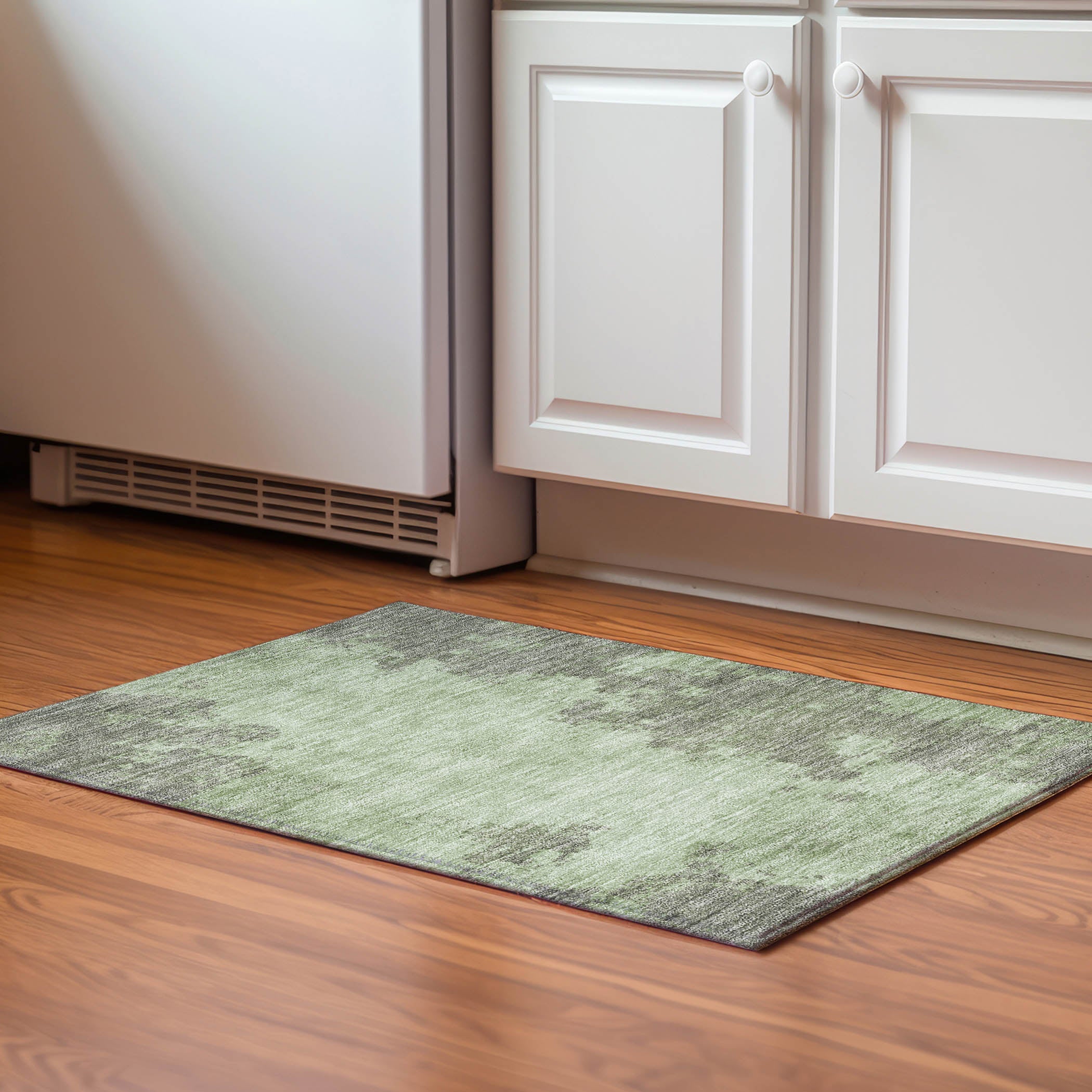Dubrovnik Machine Washable Transitional Aloe Green Rug 1'8" x 2'6" #shape_Rectangle