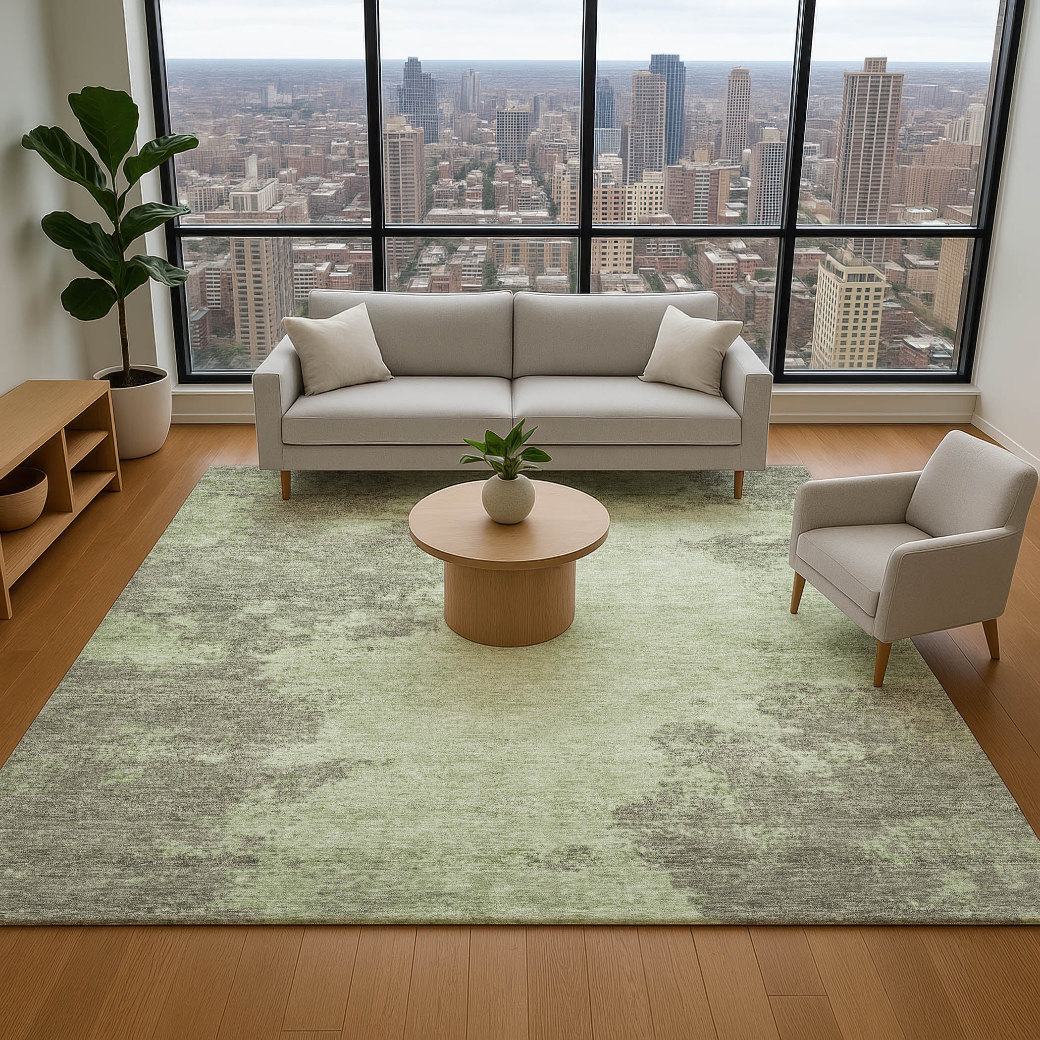 Dubrovnik Machine Washable Transitional Aloe Green Rug 2'6" x 3'10" #shape_Rectangle