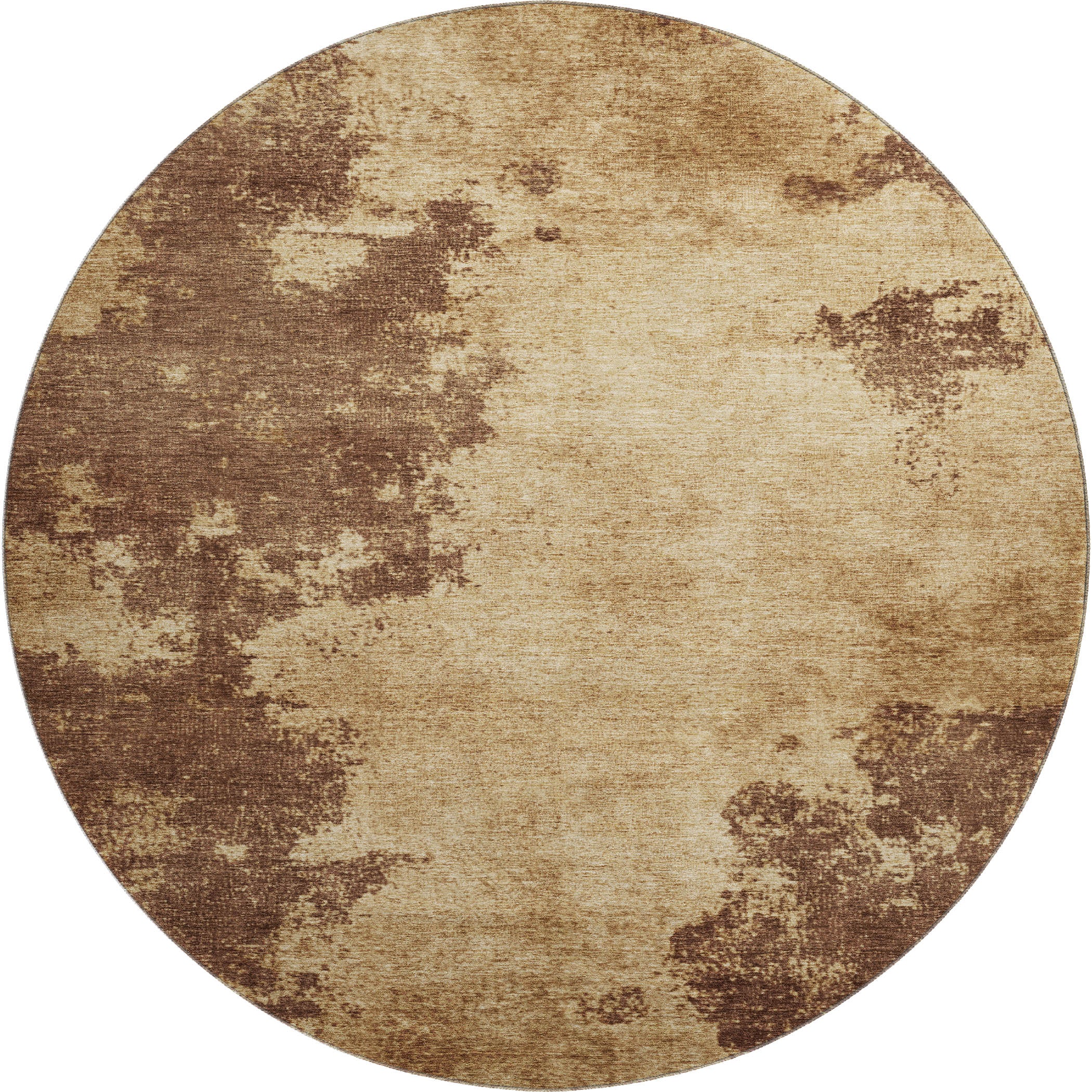 Dubrovnik Machine Washable Transitional Mocha Brown Rug 8' x 8' #shape_Round