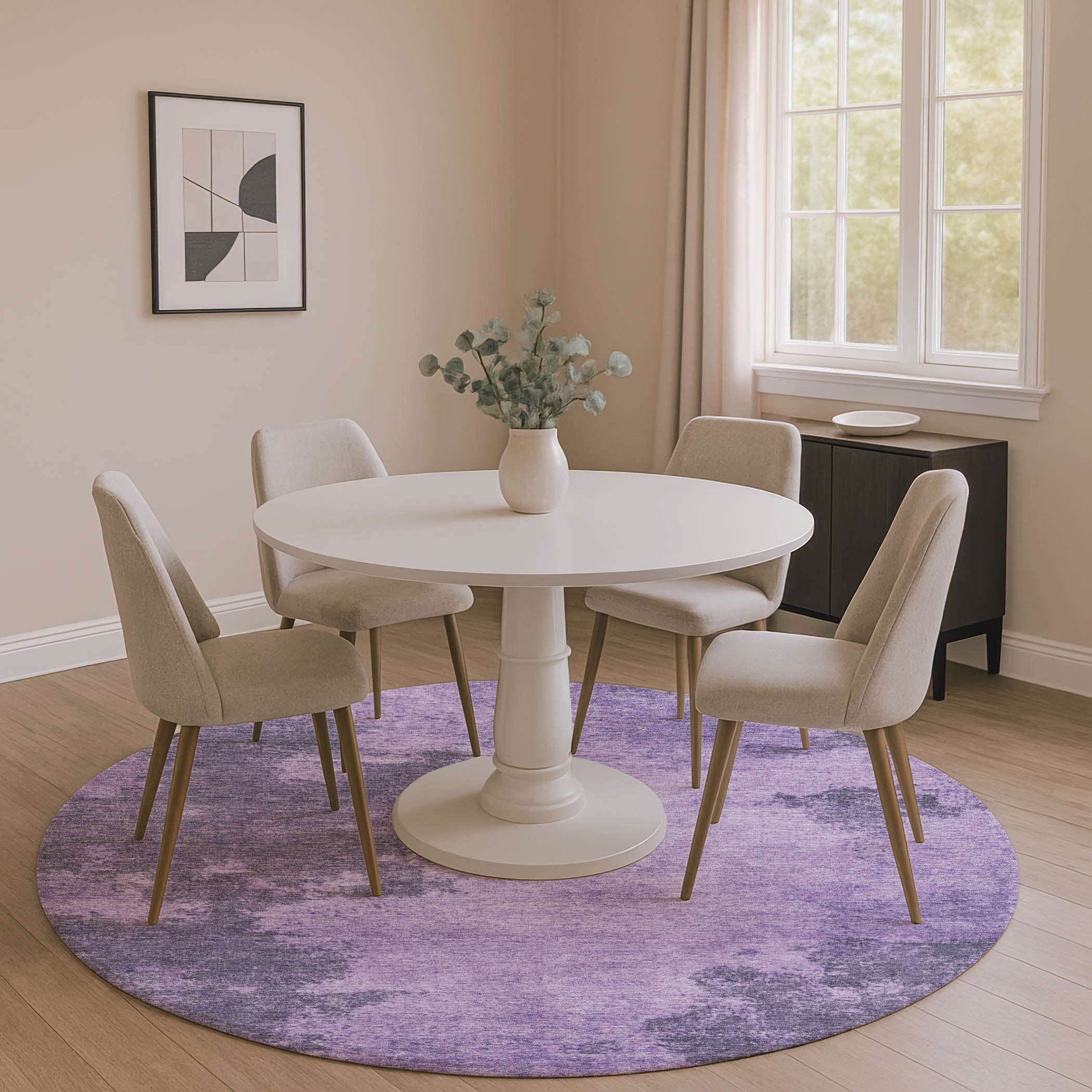 Dubrovnik Machine Washable Transitional Purple Rug 8' x 8' #shape_Round