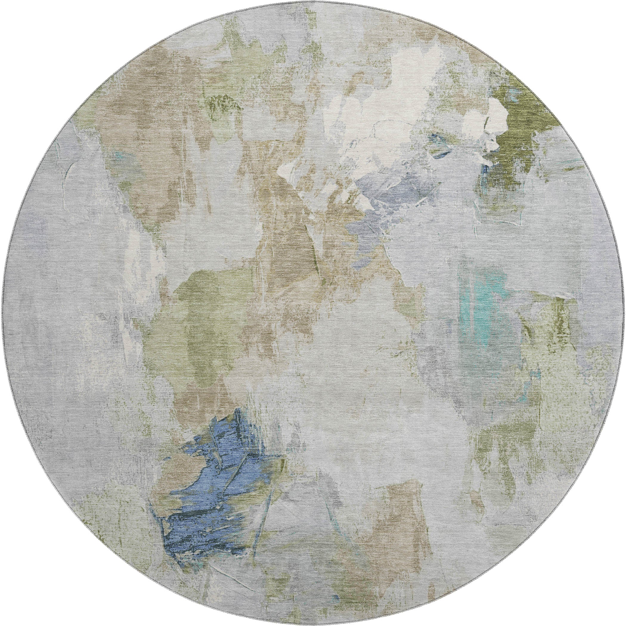 Reykjavik Machine Washable Transitional Beige Brown Rug 8' x 8' #shape_Round