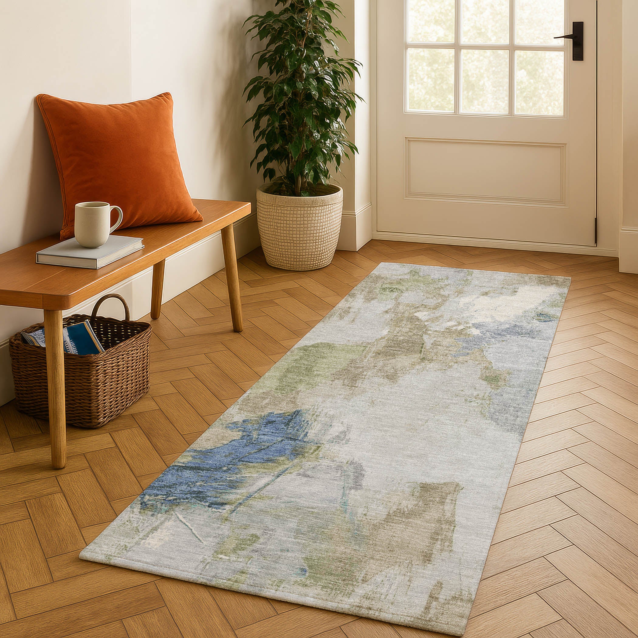 Reykjavik Machine Washable Transitional Beige Brown Rug 2'3" x 7'6" #shape_Runner