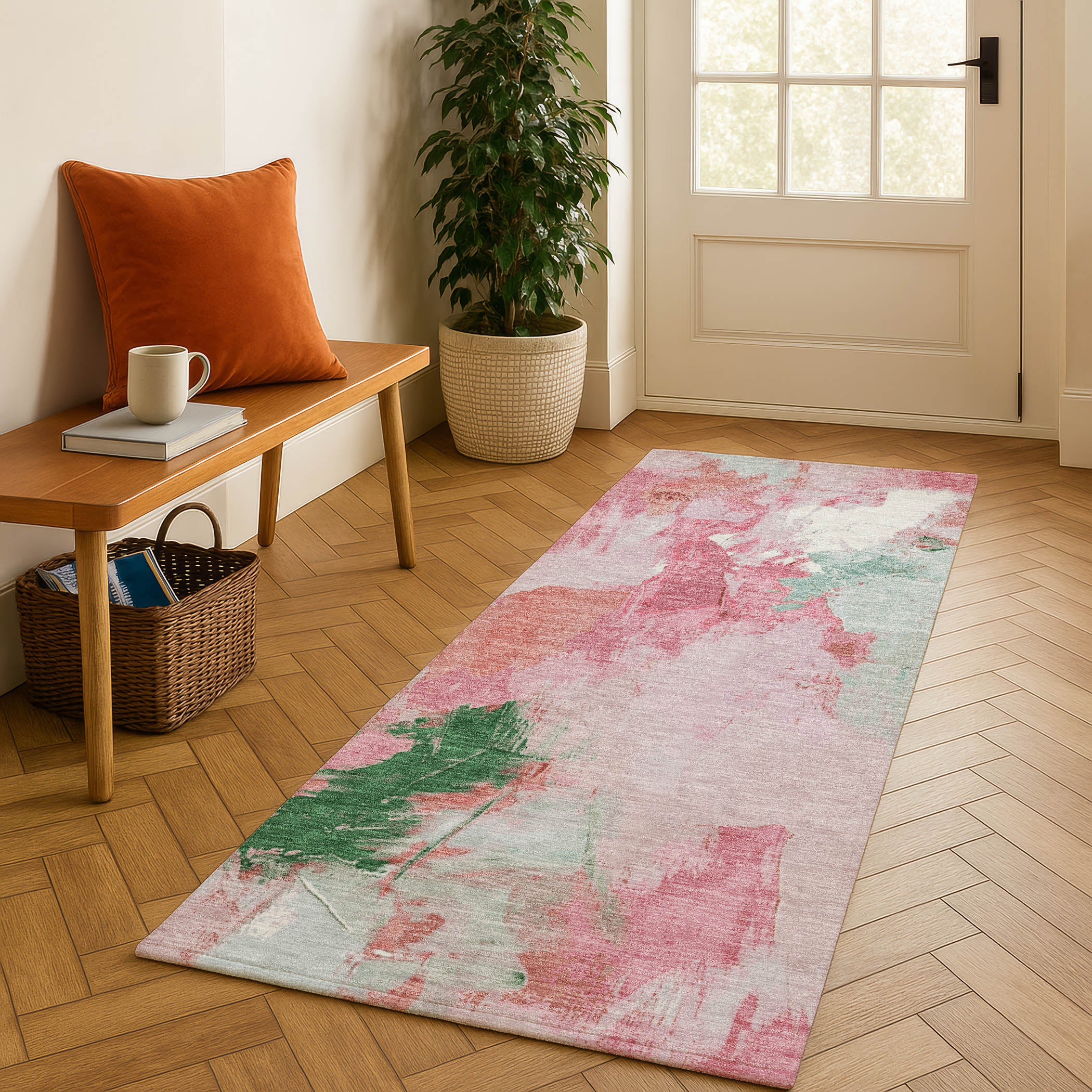 Reykjavik Machine Washable Transitional Blush Pink Rug 2'3" x 7'6" #shape_Runner