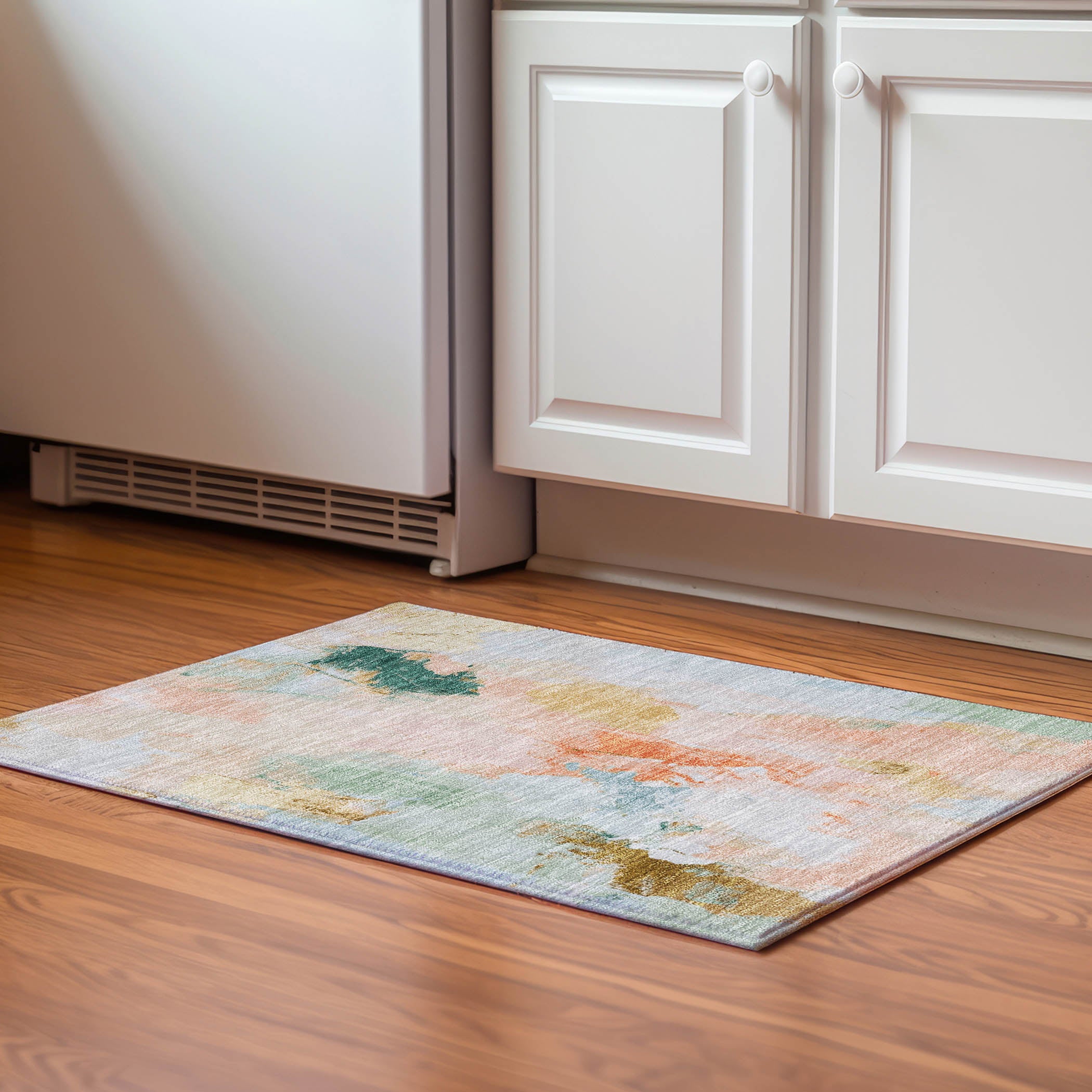 Reykjavik Machine Washable Transitional Peach Orange Rug 1'8" x 2'6" #shape_Rectangle