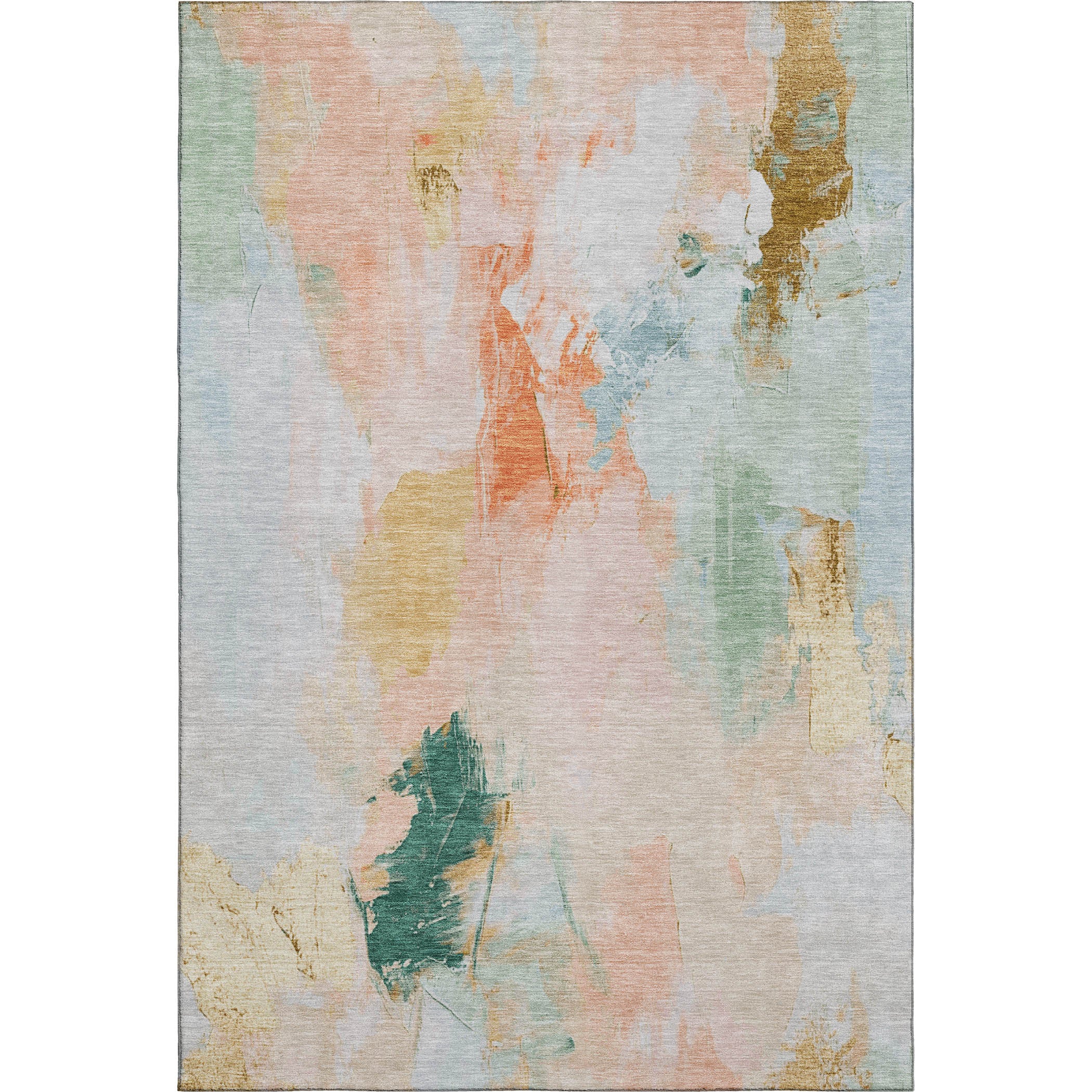 Reykjavik Machine Washable Transitional Peach Orange Rug 2'6" x 3'10" #shape_Rectangle
