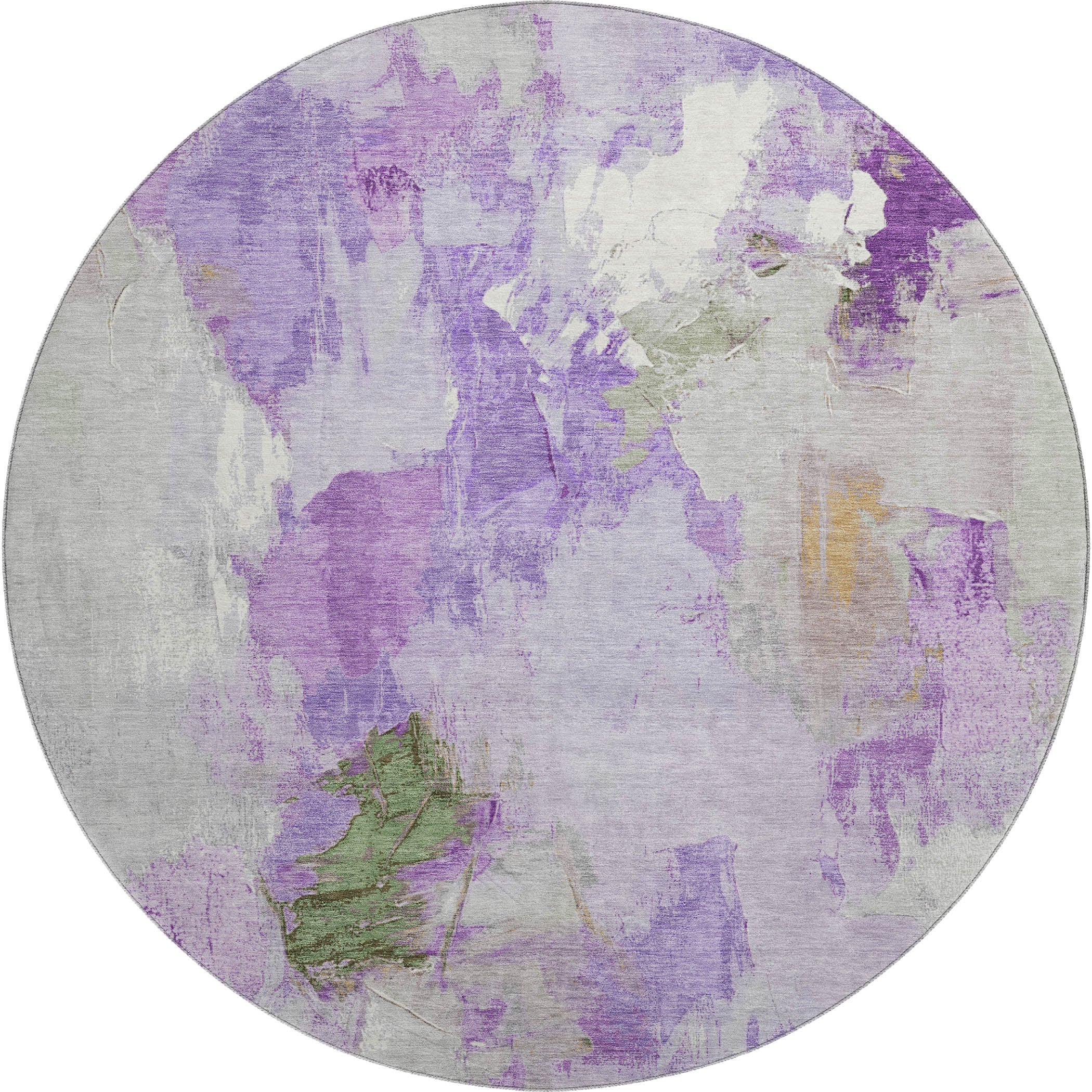 Reykjavik Machine Washable Transitional Purple Rug 8' x 8' #shape_Round