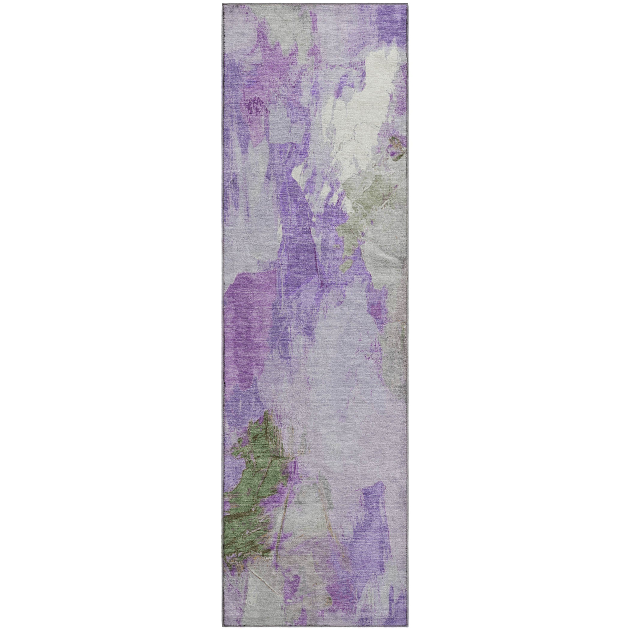 Reykjavik Machine Washable Transitional Purple Rug 2'3" x 7'6" #shape_Runner