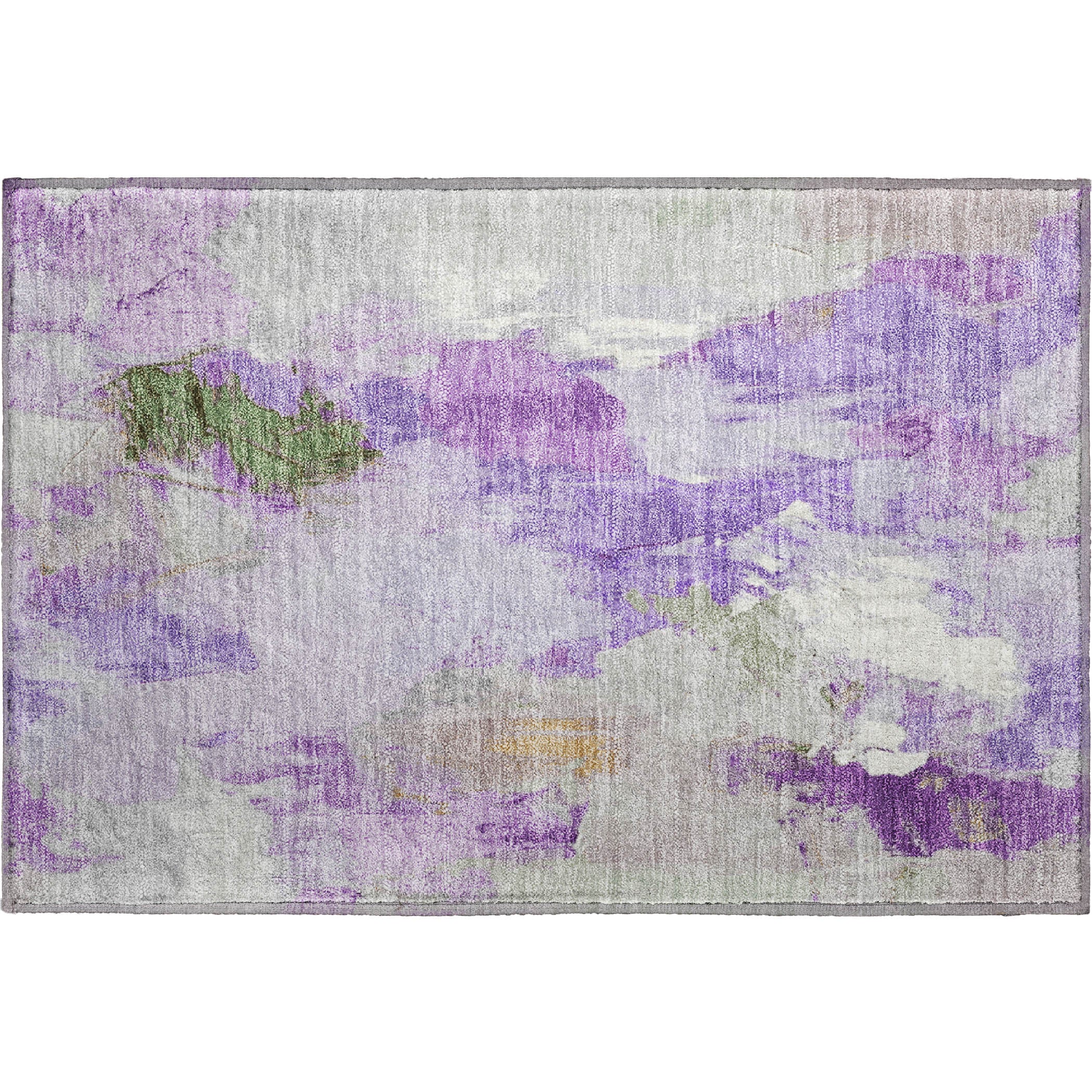 Reykjavik Machine Washable Transitional Purple Rug 1'8" x 2'6" #shape_Rectangle