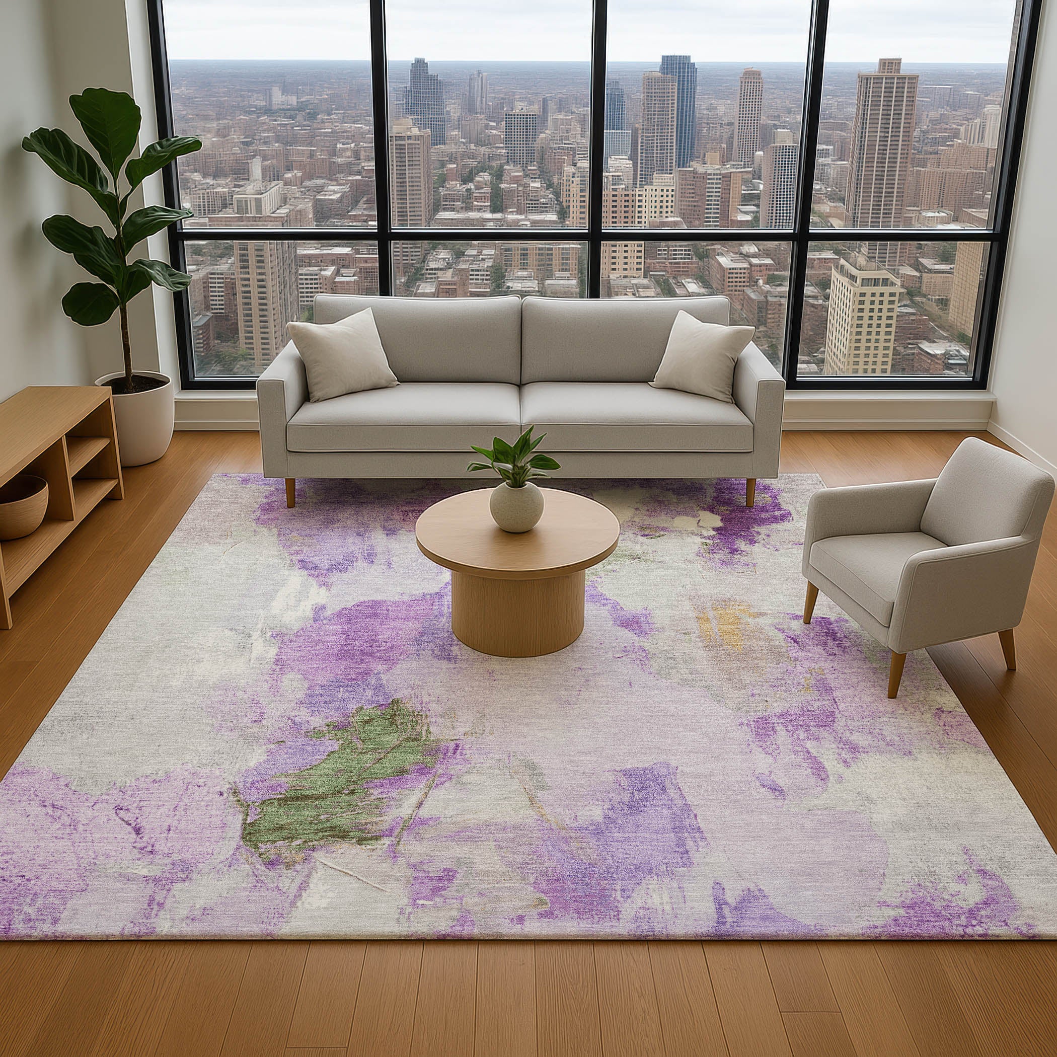Reykjavik Machine Washable Transitional Purple Rug 2'6" x 3'10" #shape_Rectangle