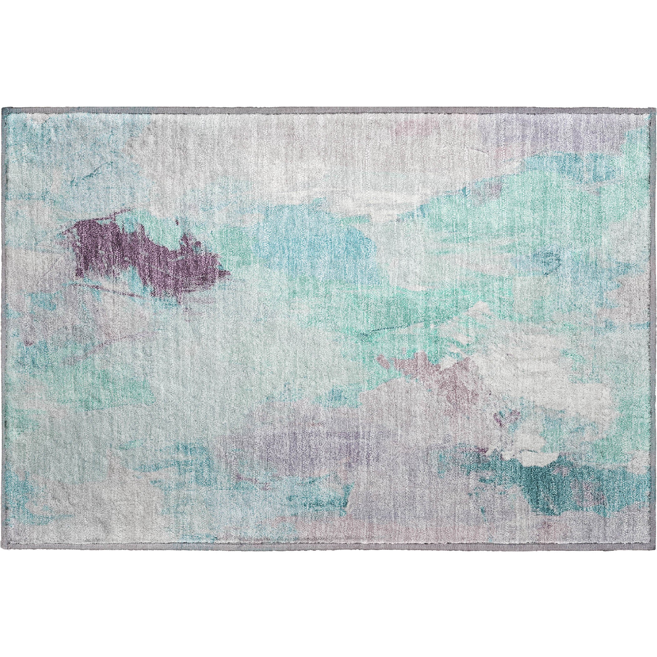 Reykjavik Machine Washable Transitional Teal Rug 1'8" x 2'6" #shape_Rectangle