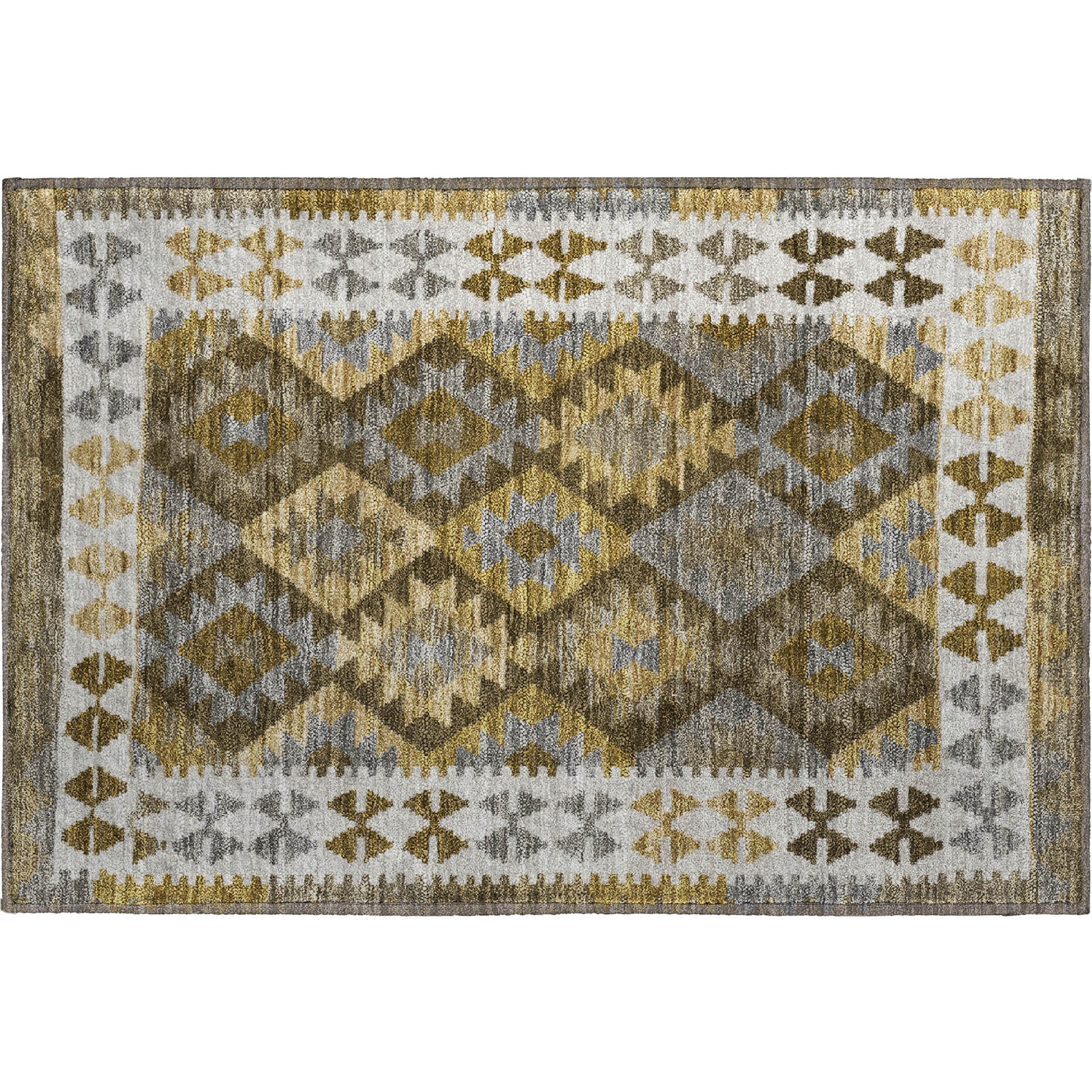 Chiang Mai Machine Washable Transitional Brown Rug 1'8" x 2'6" #shape_Rectangle