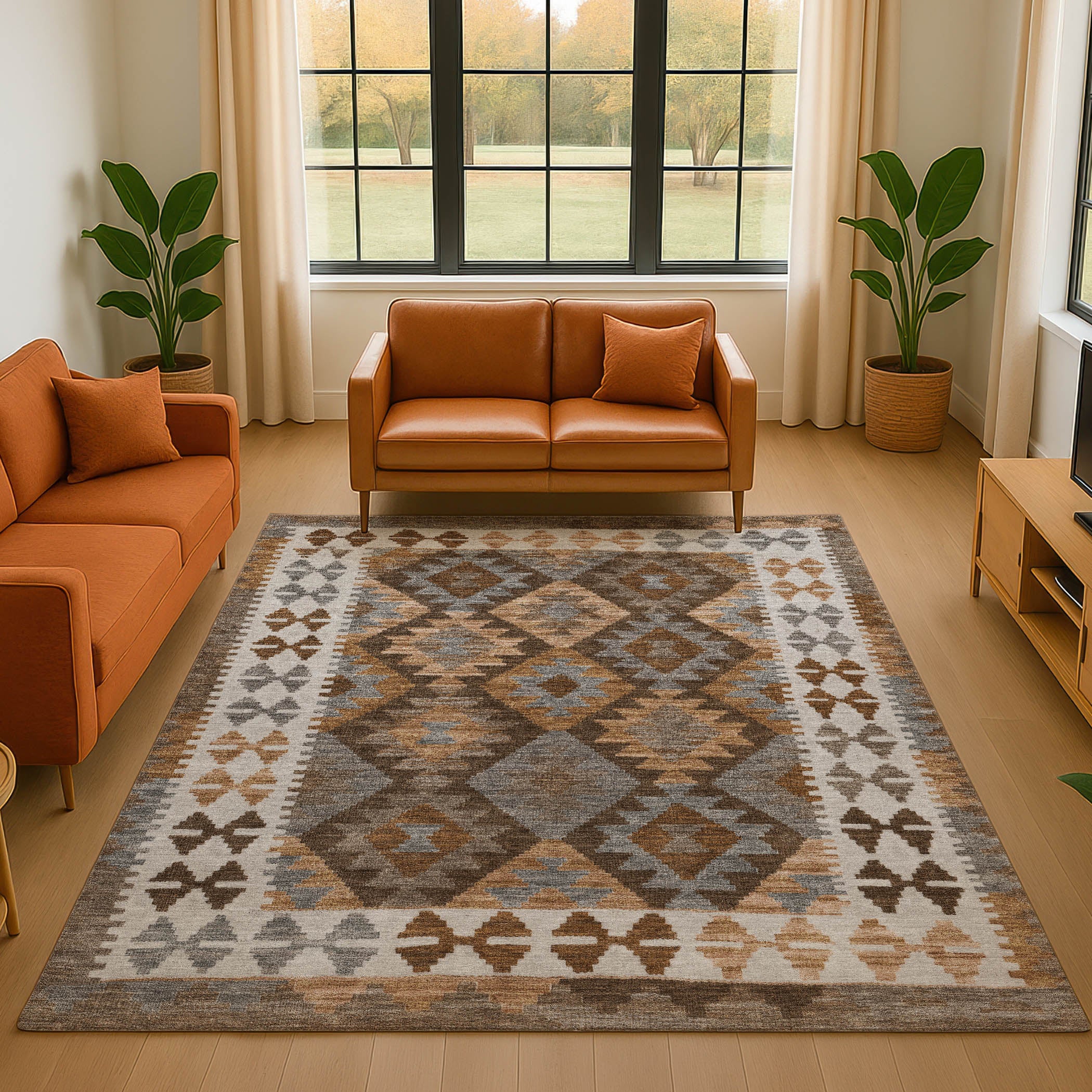Chiang Mai Machine Washable Transitional Copper Orange Rug 2'6" x 3'10" #shape_Rectangle