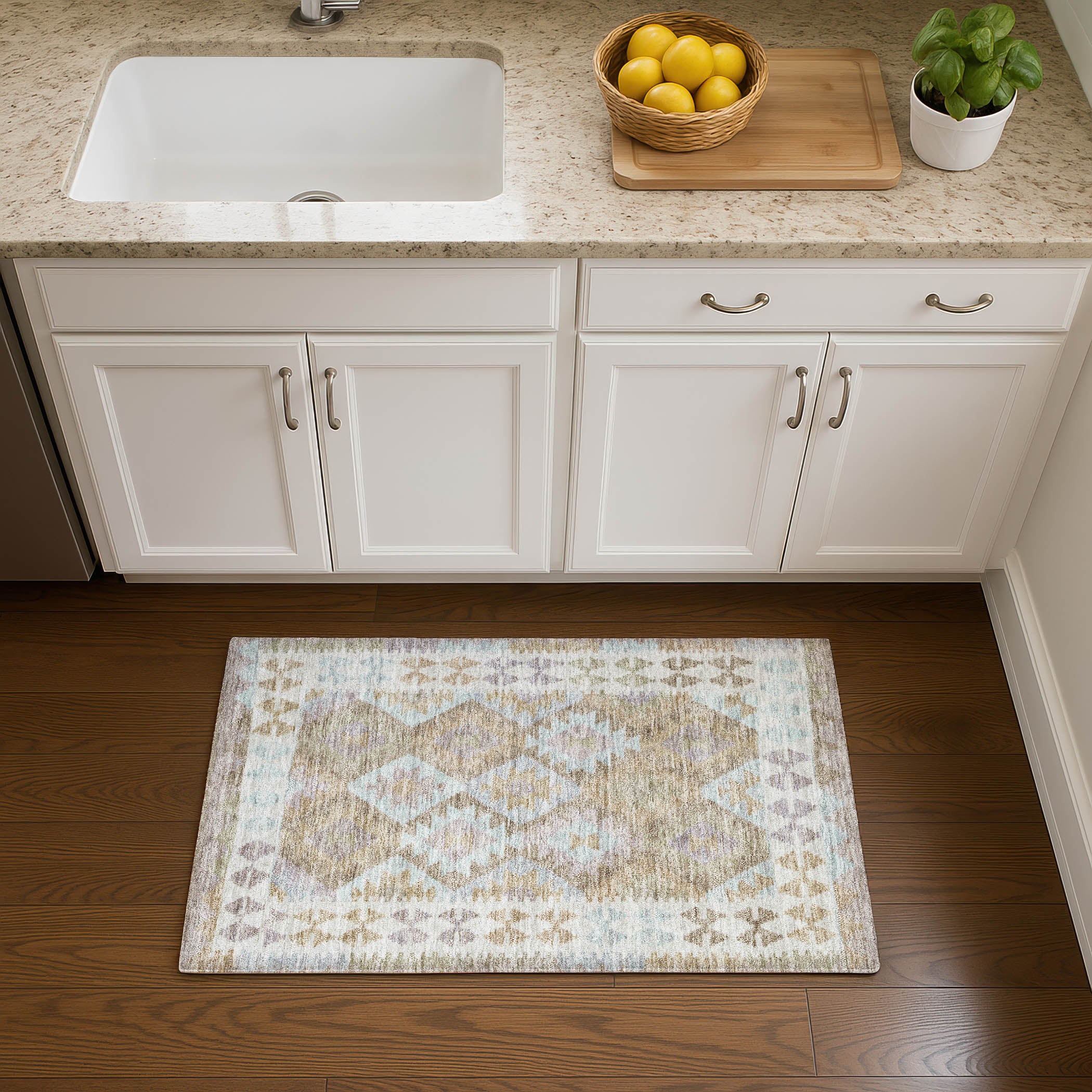 Chiang Mai Machine Washable Transitional Khaki Brown Rug 1'8" x 2'6" #shape_Rectangle