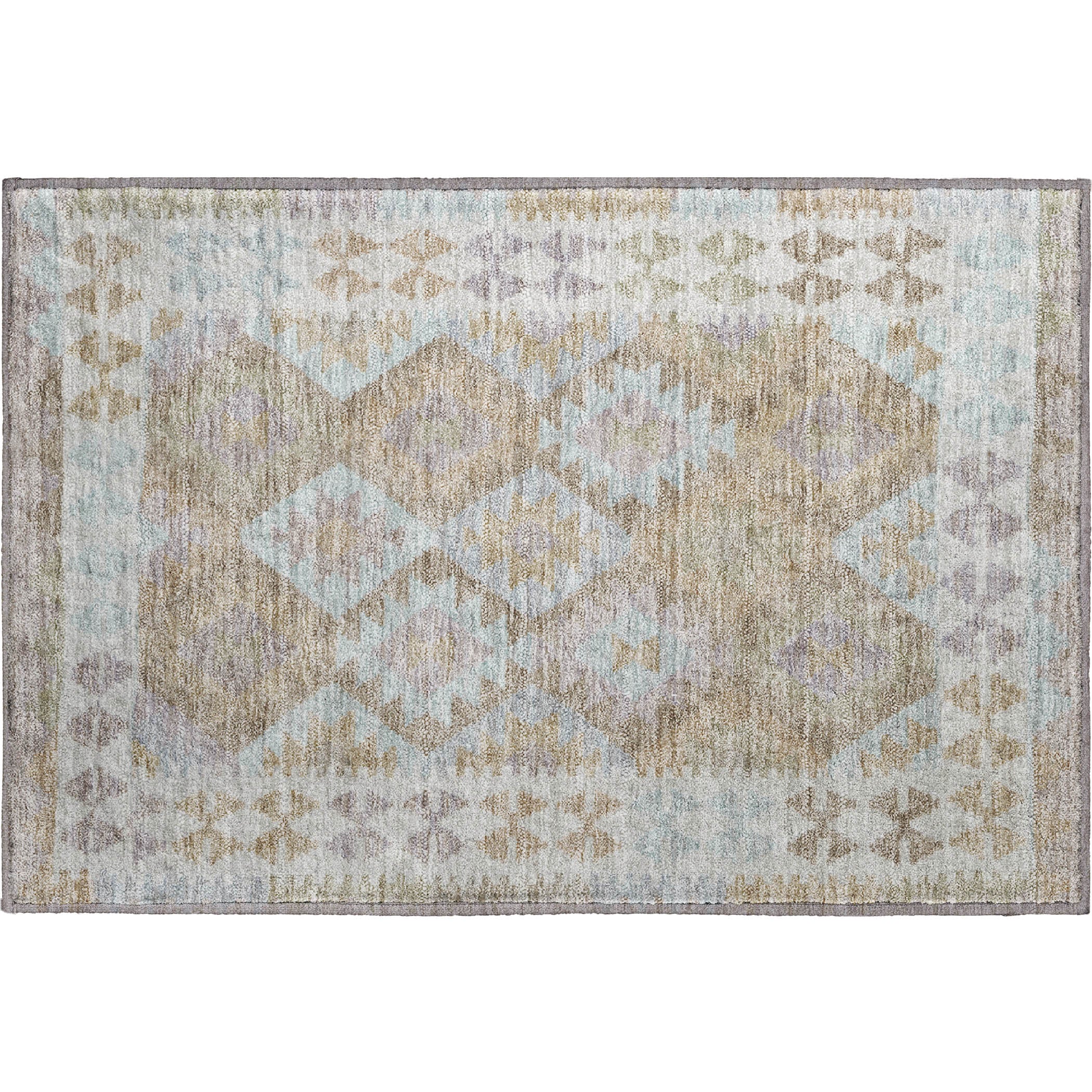 Chiang Mai Machine Washable Transitional Khaki Brown Rug 1'8" x 2'6" #shape_Rectangle