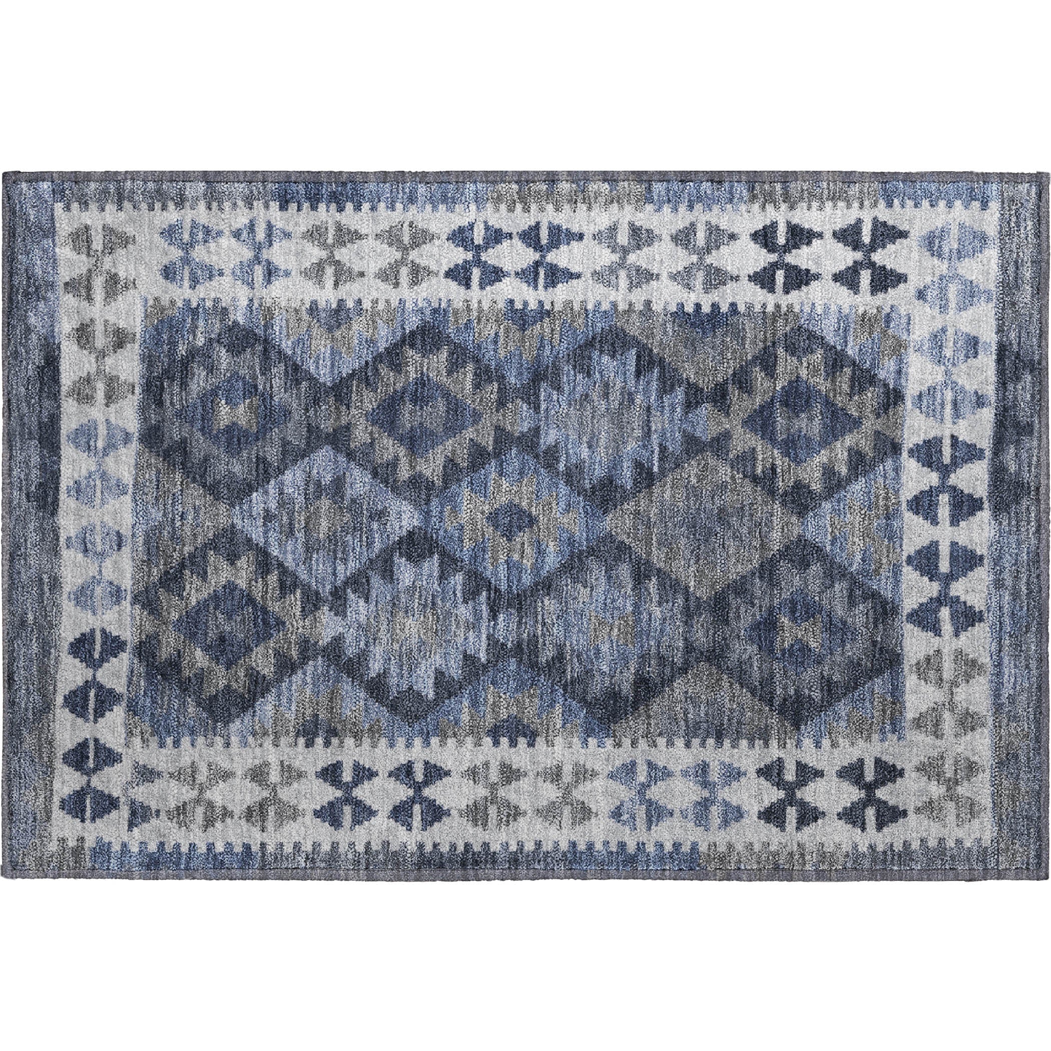 Chiang Mai Machine Washable Transitional Navy Blue Rug 1'8" x 2'6" #shape_Rectangle