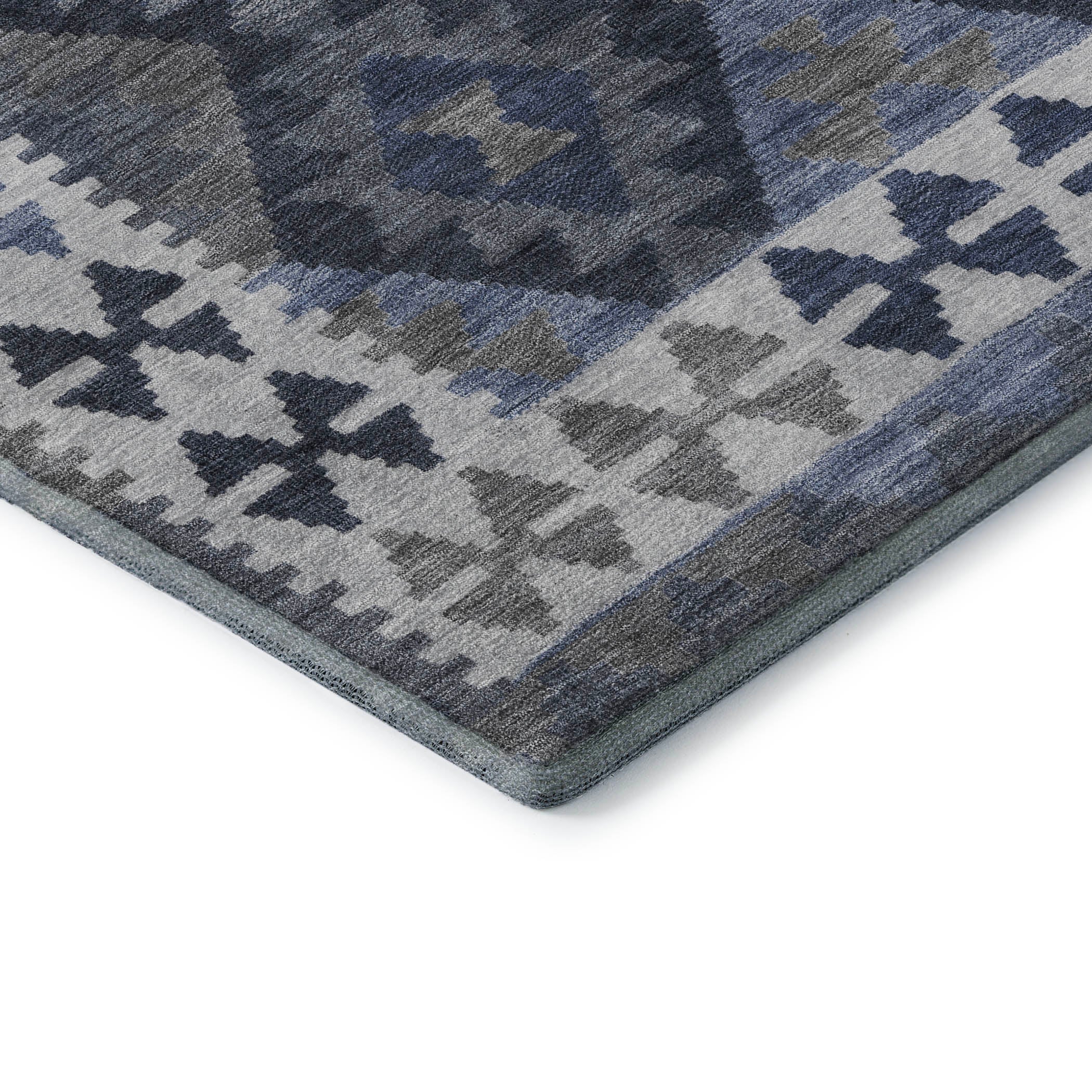 Chiang Mai Machine Washable Transitional Navy Blue Rug 1'8" x 2'6" #shape_Rectangle