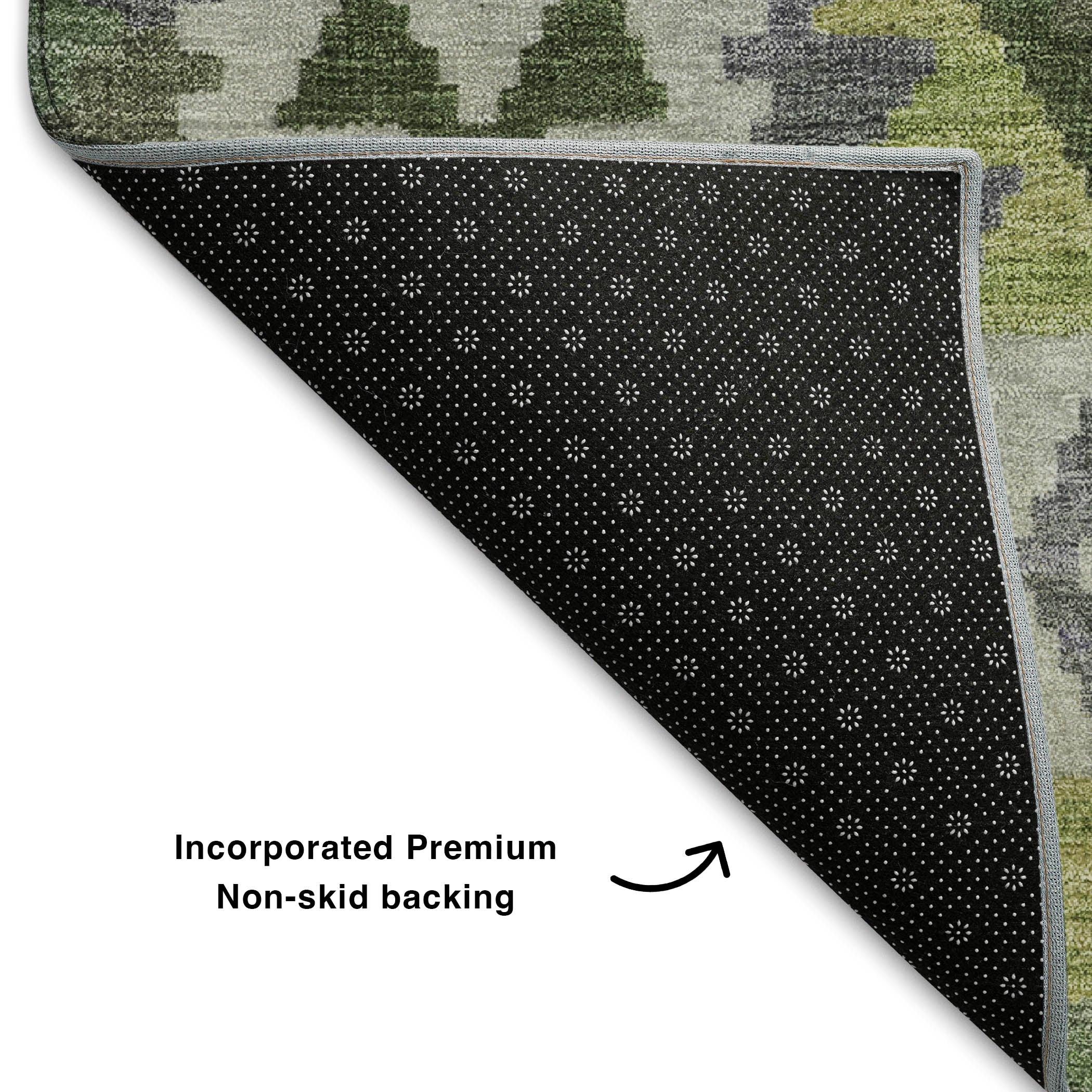 Chiang Mai Machine Washable Transitional Olive Green Rug 1'8" x 2'6" #shape_Rectangle