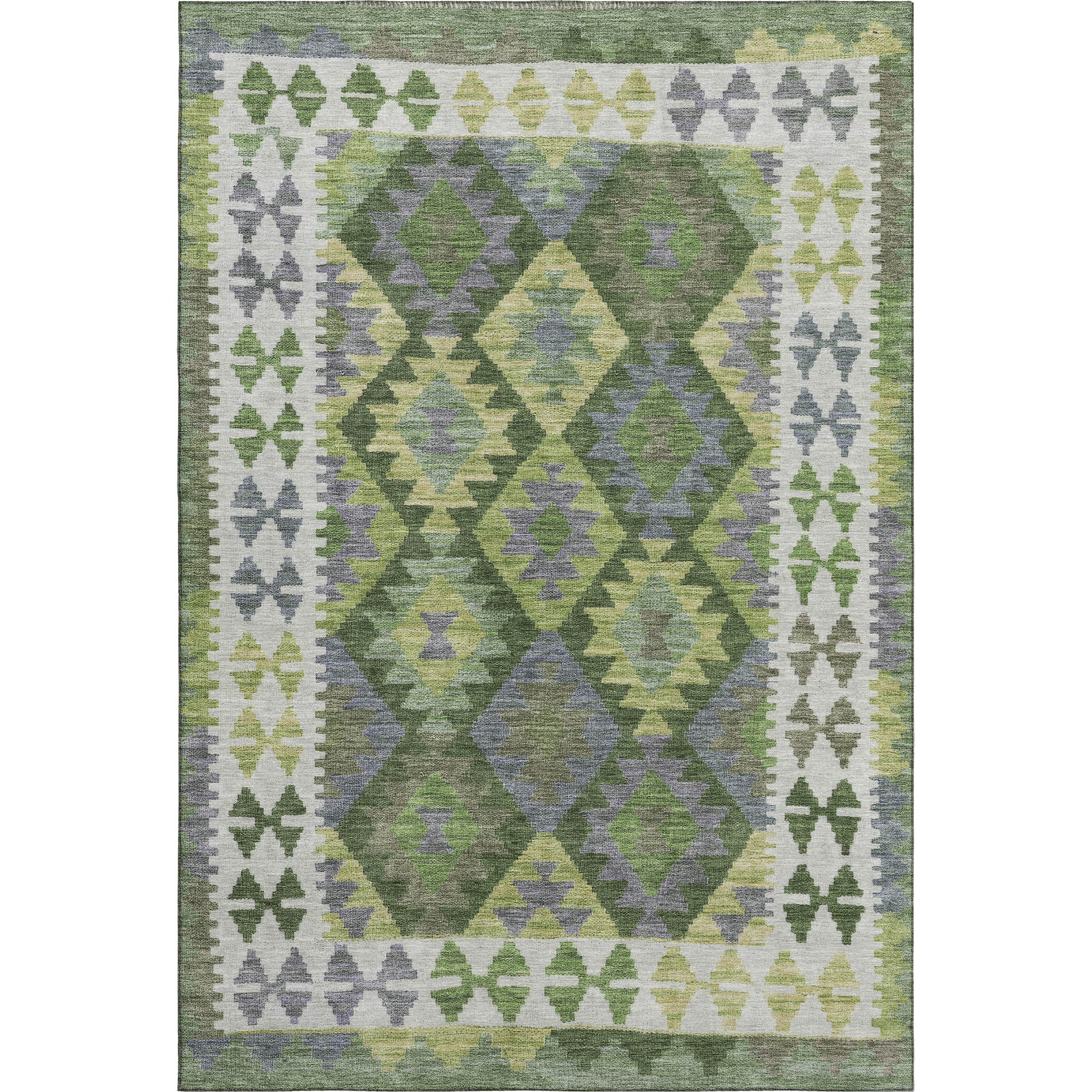 Chiang Mai Machine Washable Transitional Olive Green Rug 2'6" x 3'10" #shape_Rectangle
