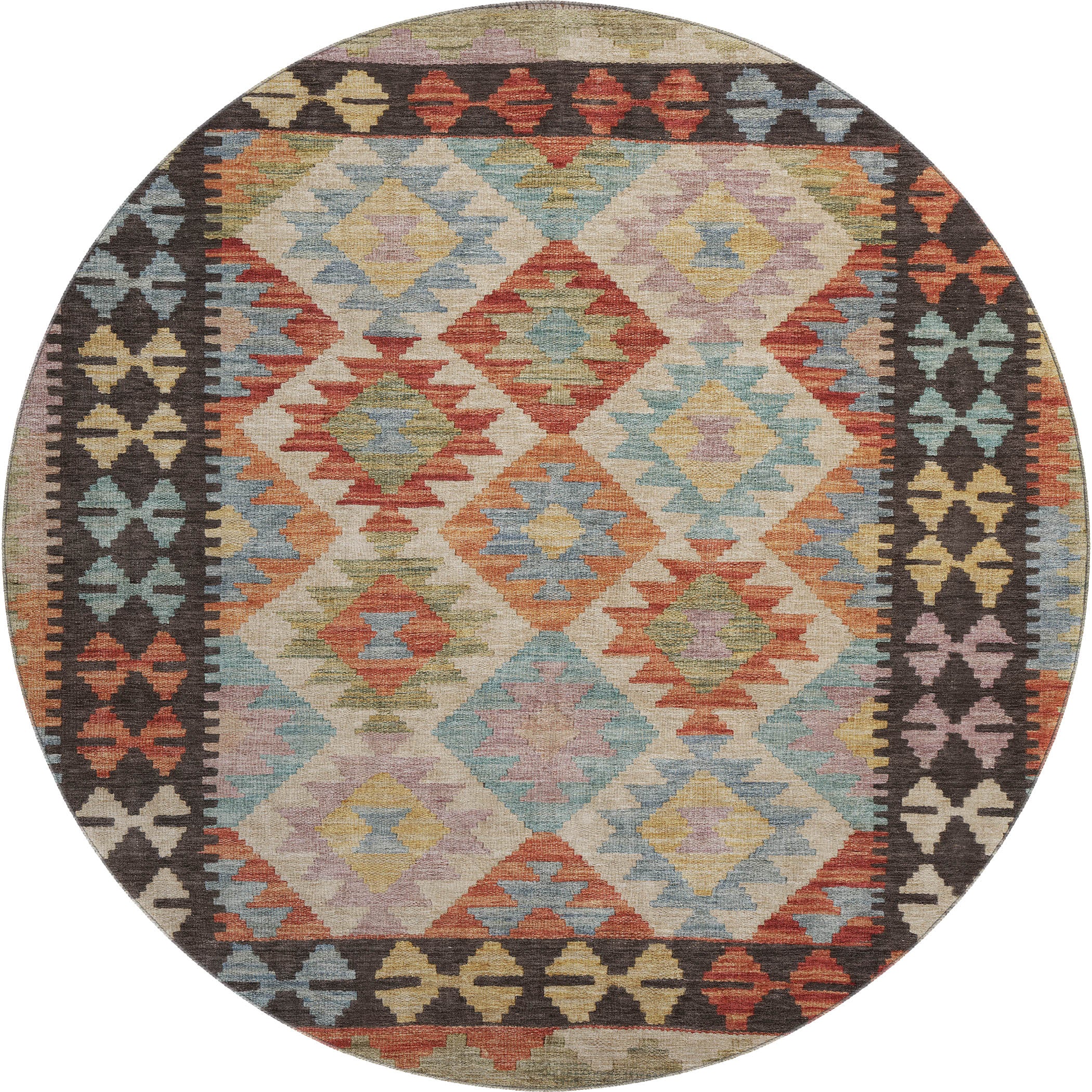 Chiang Mai Machine Washable Transitional Paprika Orange Rug 8' x 8' #shape_Round