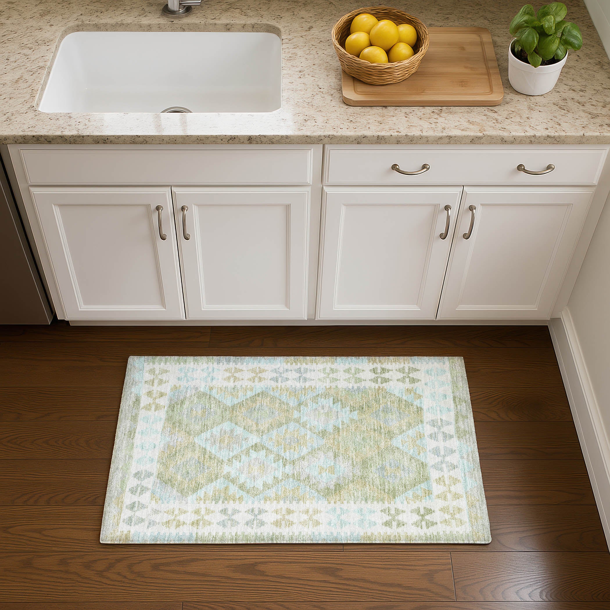 Chiang Mai Machine Washable Transitional Sage Green Rug 1'8" x 2'6" #shape_Rectangle