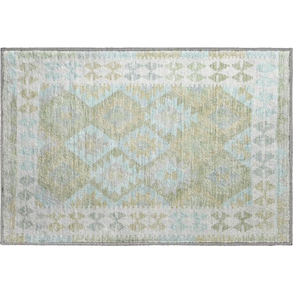 Chiang Mai Machine Washable Transitional Sage Green Rug 1'8" x 2'6"