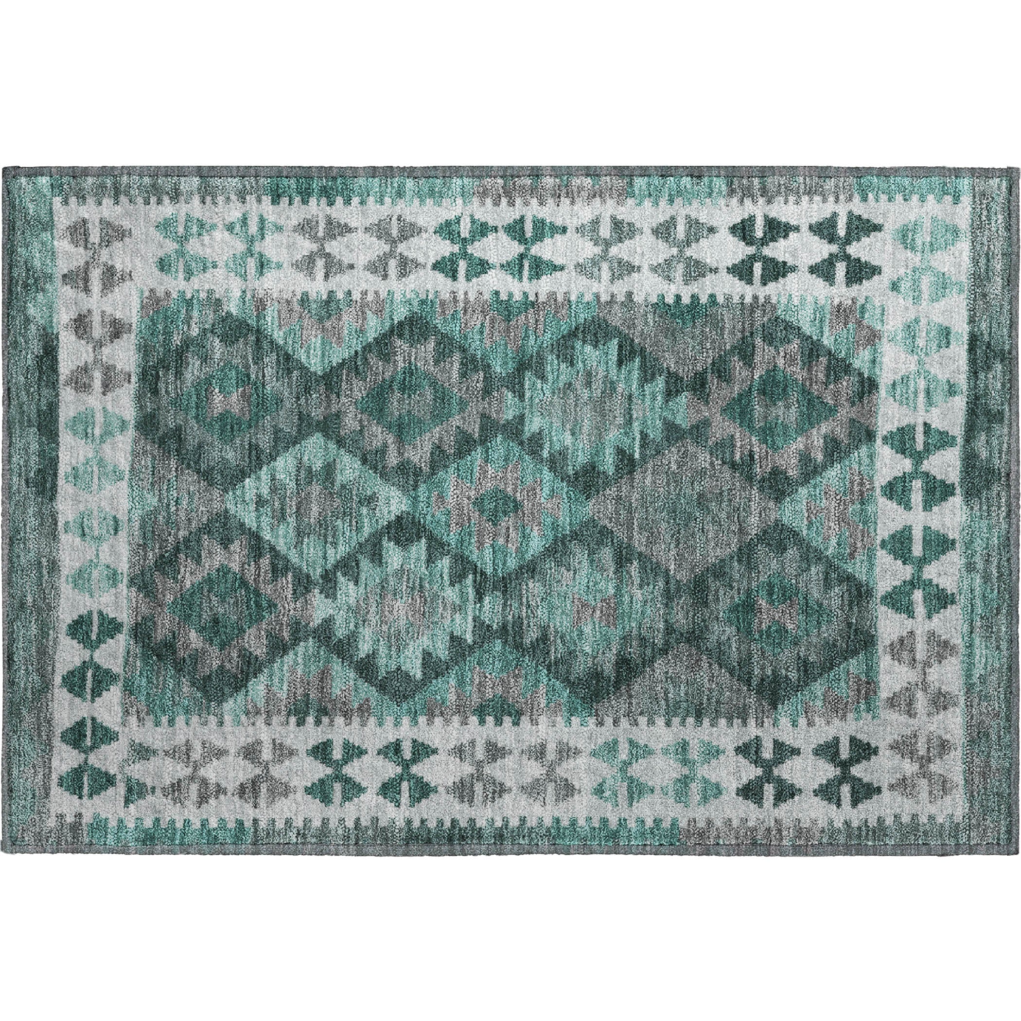 Chiang Mai Machine Washable Transitional Seafoam Blue Rug 1'8" x 2'6" #shape_Rectangle